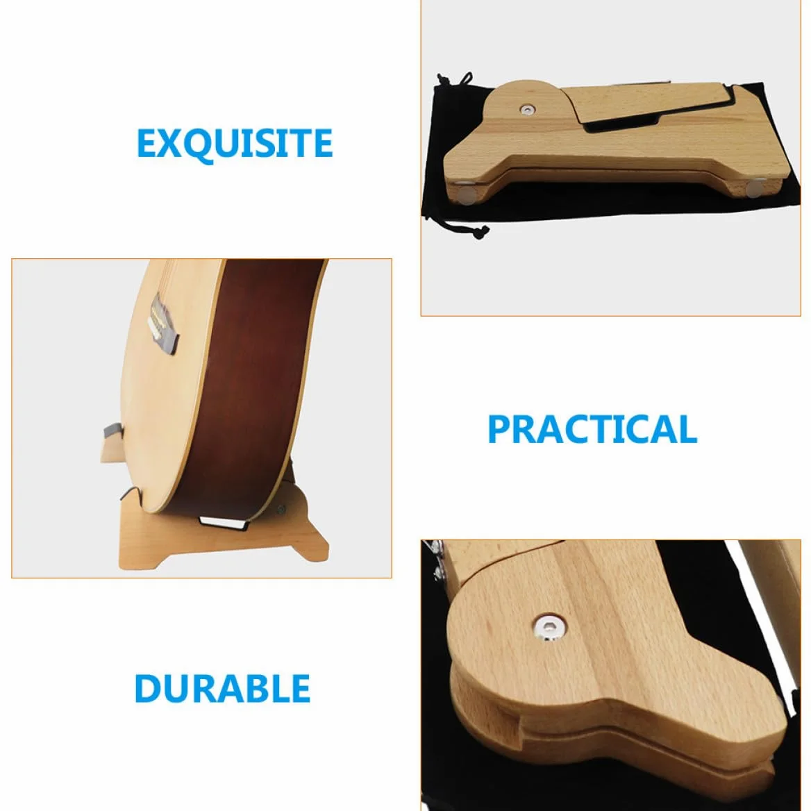 BESPORTBLE Supporto per Chitarra e Basso in Legno Leggero e Portatile, Stand per Chitarra Elettrica per Negozio di Strumenti Musicali e Utilizzo Domestico