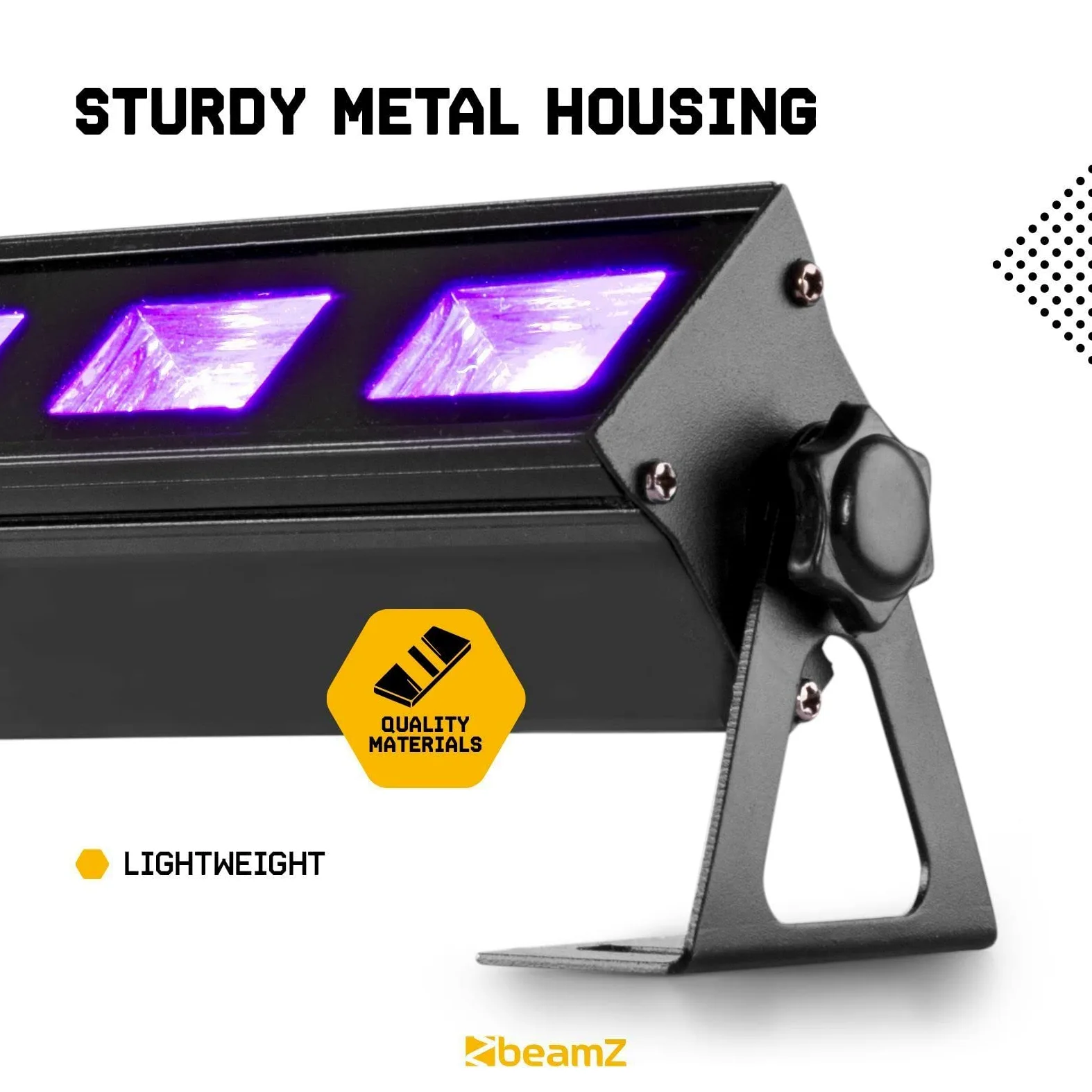 Beamz BUV183 - LED UV Bar, Luce UV 12 x 3W, Plug & Play, Consumo Energia 35W, Trasportabile, Utilizzo Multiuso