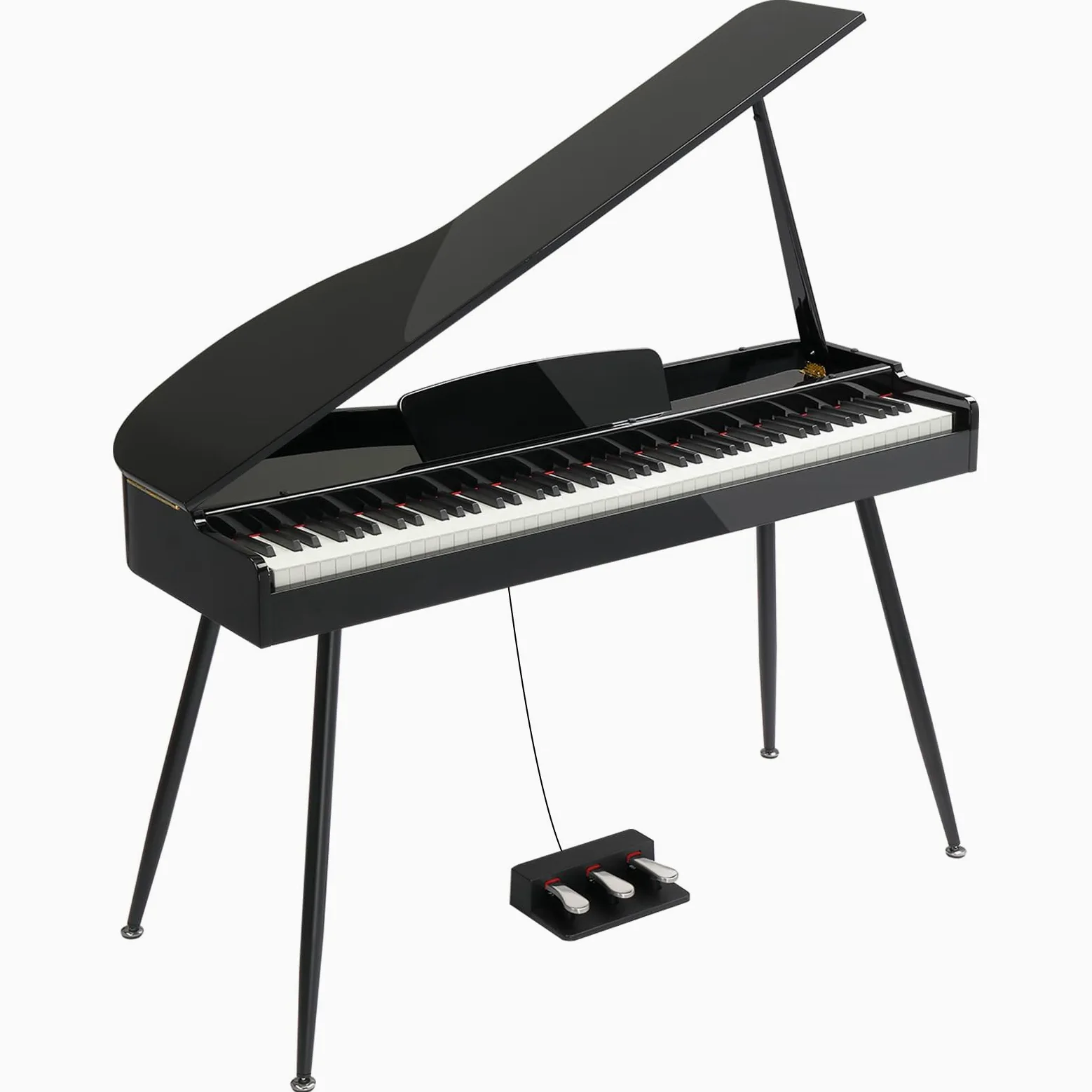 LEADZM Grand Piano, pianoforte digitale con 88 tastiera ponderata e finitura lucida, coperchio pieghevole, suono a 4 altoparlanti, Bluetooth MIDI/audio, nero