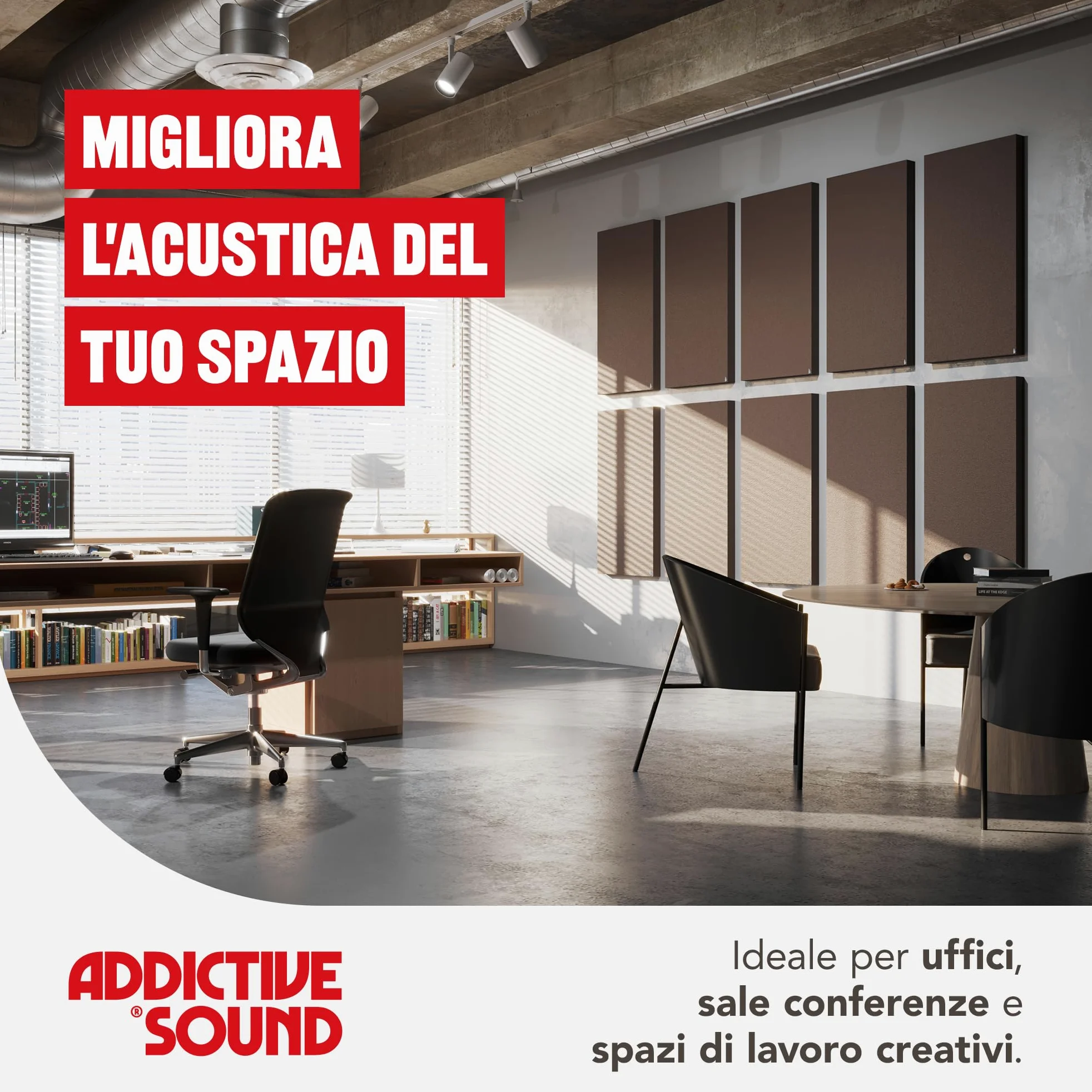Addictive Sound pannello fonoassorbente da parete Standard, qualità studio con lana acustica, Classe A, prodotto nell’UE, kit muro/soffitto, pannello murale decorativo, 100x50x11 cm, 7 kg, Graphite