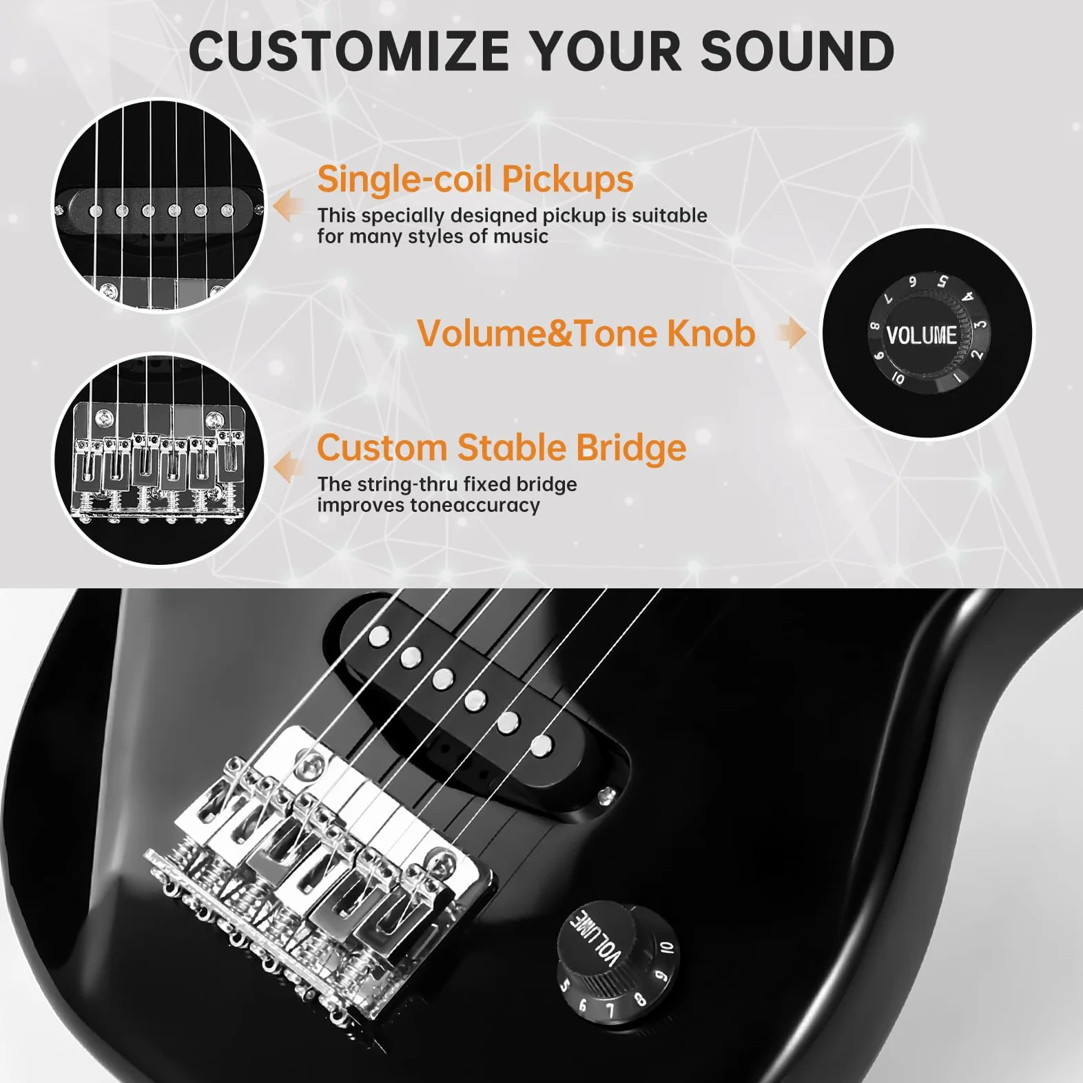 Mini chitarra elettrica per bambini da 76,2 cm, kit per principianti, mini chitarra elettrica per ragazzi e ragazze, starter kit con amplificatore da 5 W, tracolla, custodia, corde