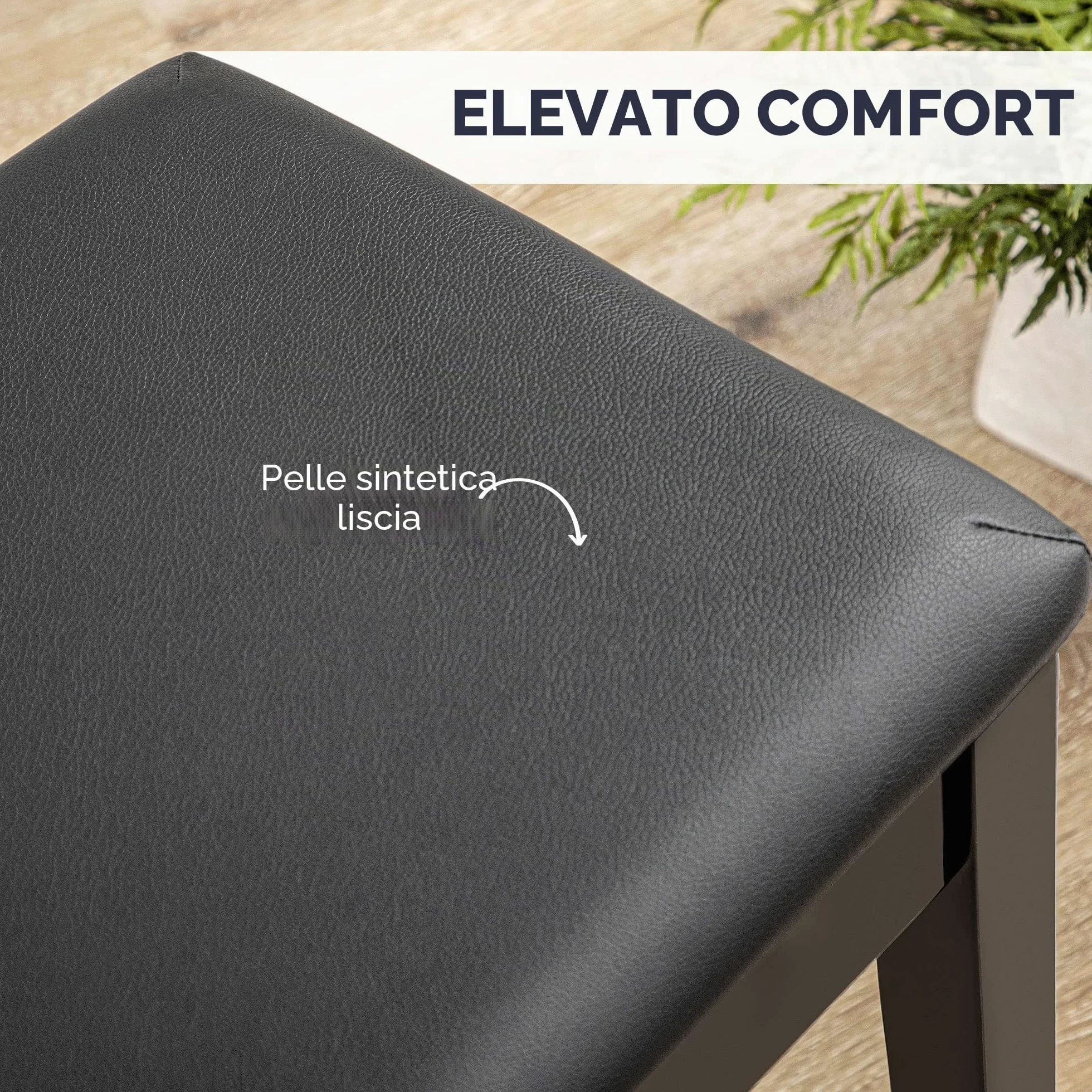 HOMCOM Sgabello per Pianoforte con Vano Contenitore PU 75x35x49cm Nero | Panca per Pianoforte, in Legno e Finta Pelle PU