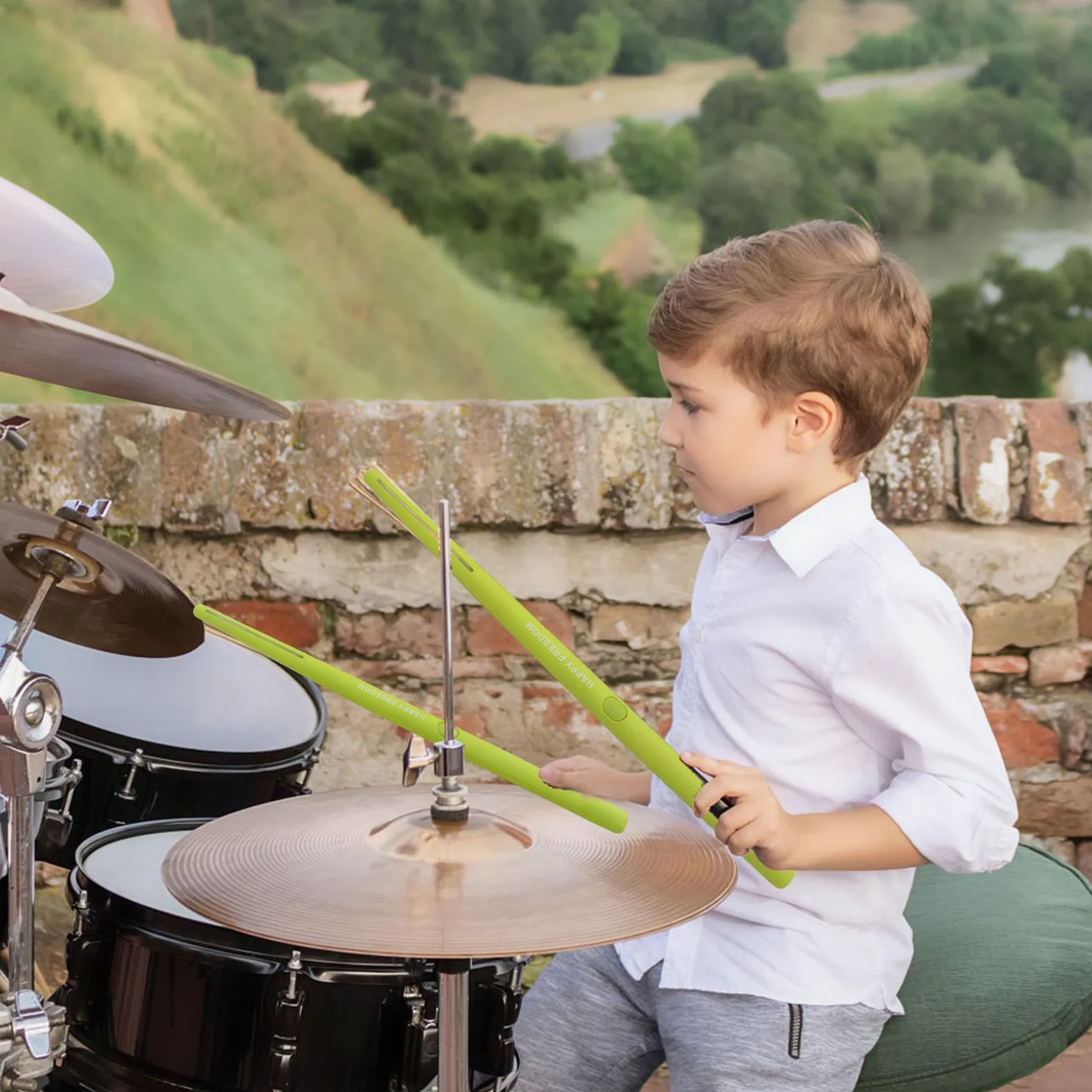 Bacchette per Batteria Ad Aria, Set per Batteria Elettrica Portatile Kit per Batteria per realtà Virtuale con Bacchette, Pedali, Set per Batteria Elettronica Pratica per Bambini