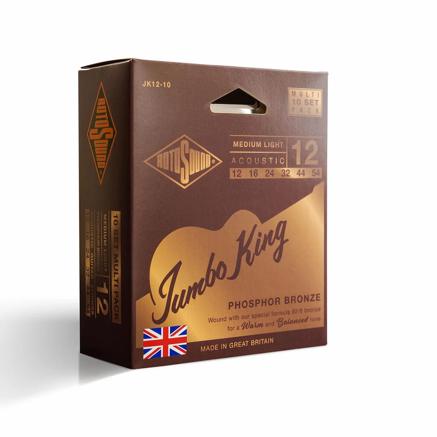 Rotosound JK12-10 Jumbo King - Corde per chitarra acustica, confezione da 10