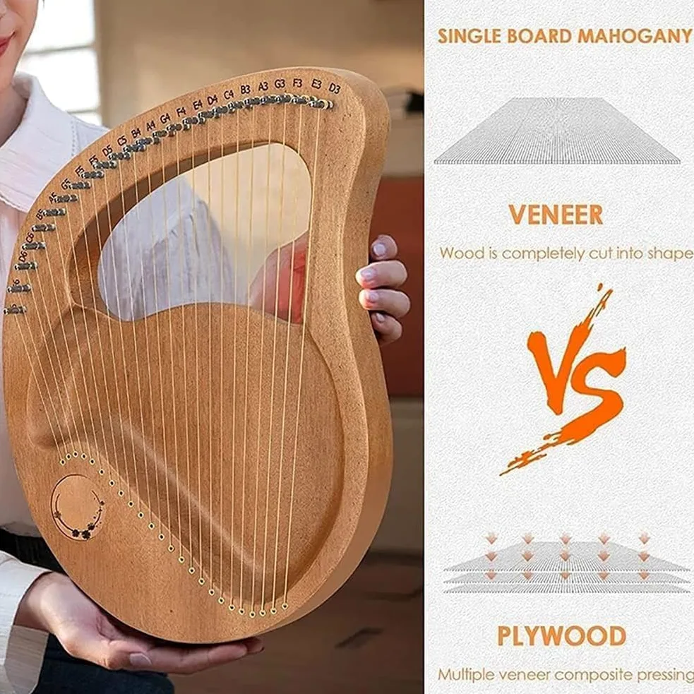 Lyre Harp, 24 Corde Arpa Acustica di Mogano, Strumento Musicale del Partito, Arpa Solida Portatile del Mogano, Arpa di Arte per Il Principiante, Corde del Metallo