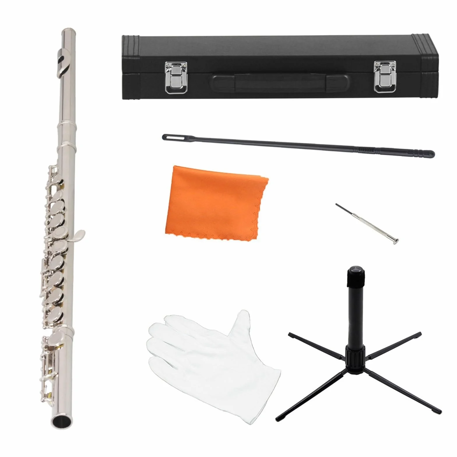 Strumento Flauto Professionale Strumento A Fiato Flauto Traverso In Argento A 16 Fori Con Chiave In Do E Custodia In Pelle