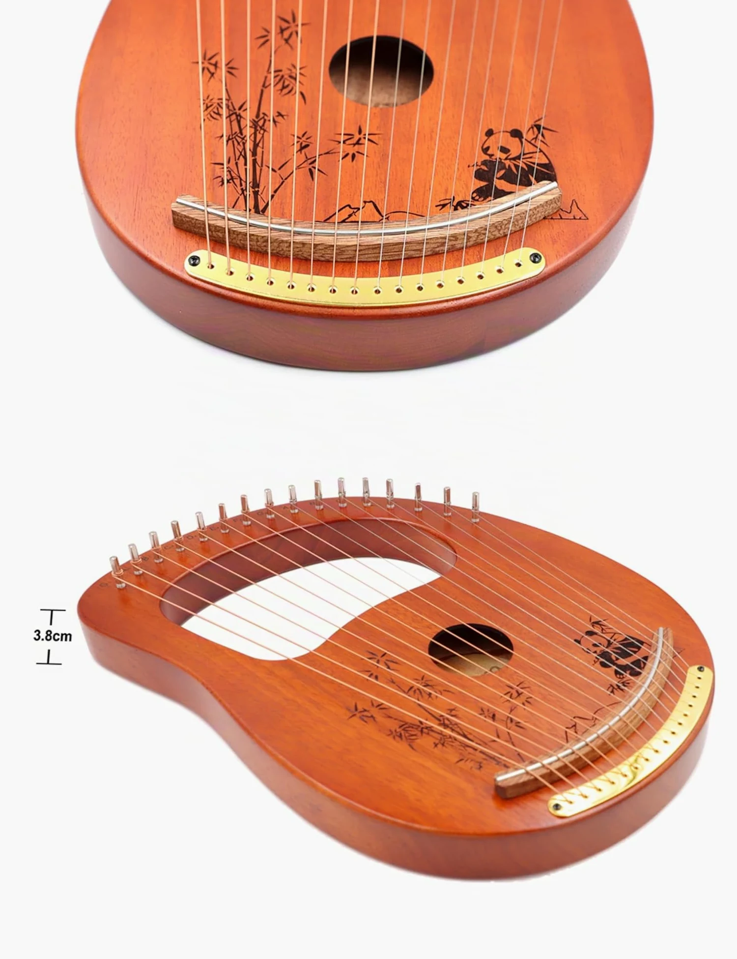Rayzm Lyre Harp, strumento lira in legno massello di mogano con design brevettato, arpa portatile a 16 corde in metallo per adulti/bambini/principianti