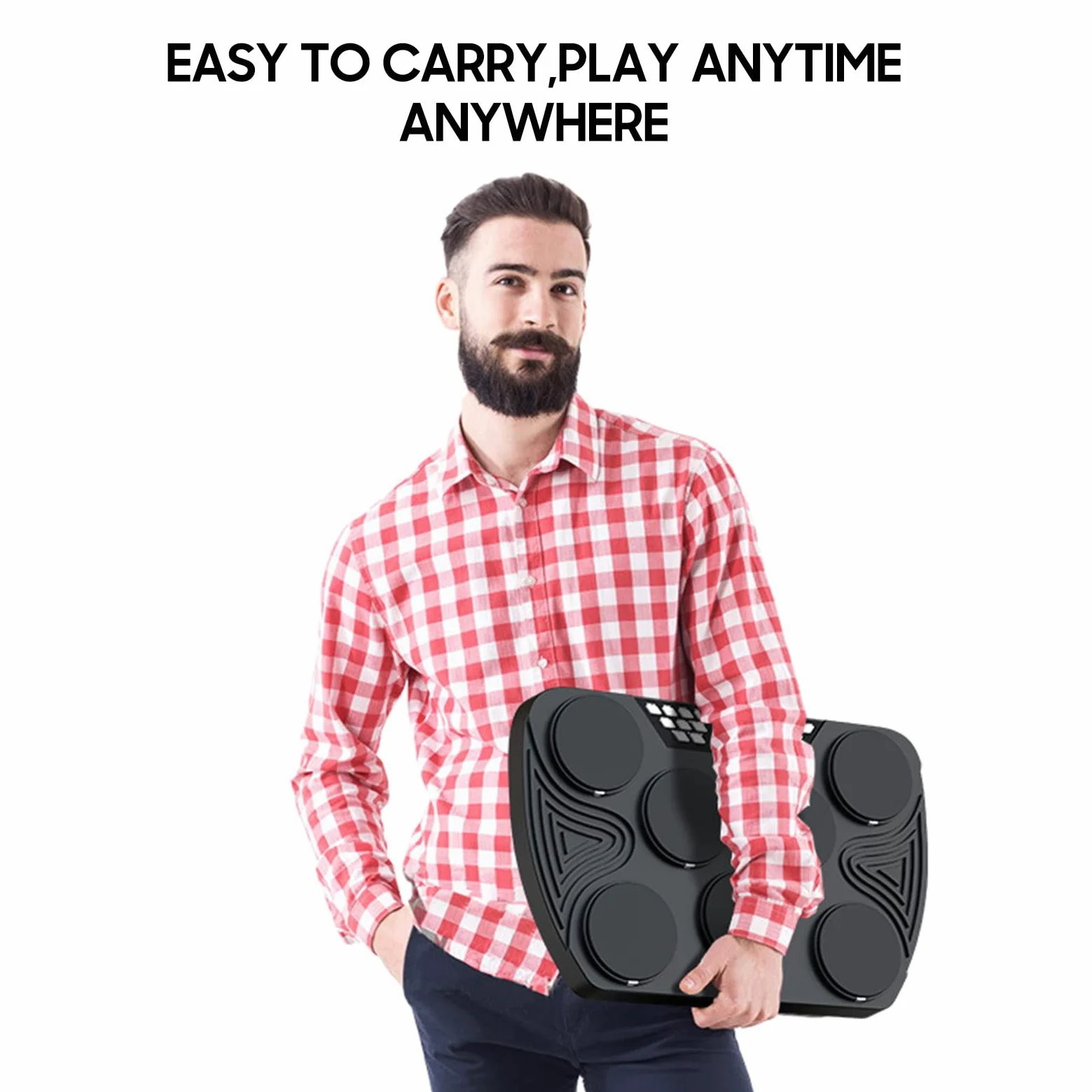 Electronic Drum Kit,Batteria elettronica portatile multifunzione Set 7 pad sensibili alla velocità Tamburo da tavolo 2 altoparlanti integrati Stereo ricaricabile Supporto per pad del tamburo pe