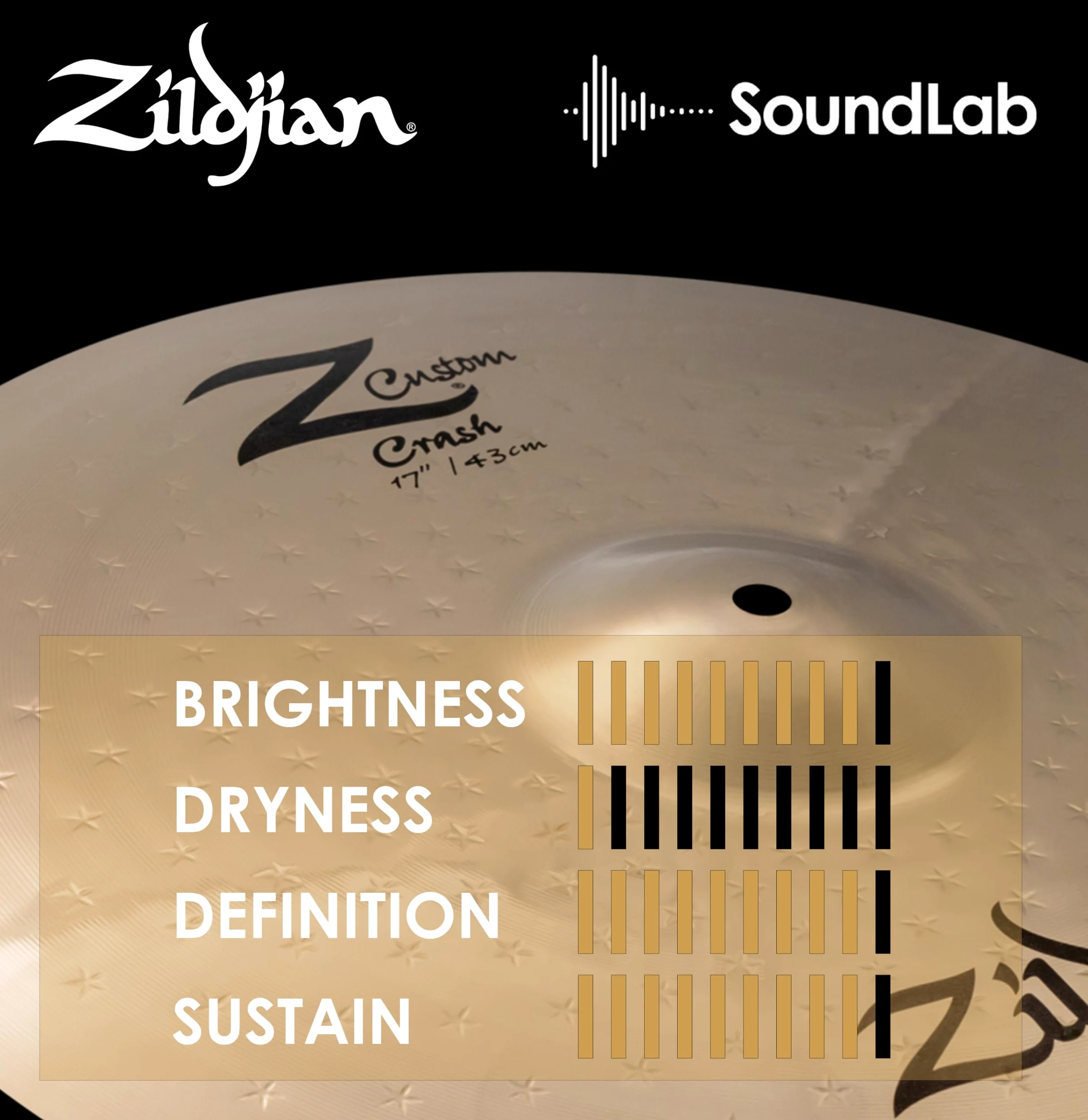 Zildjian 17" Z Custom Crash - Piatto Batteria Bronzo B20 Brillante Suono Esplosivo Live Rock Metal
