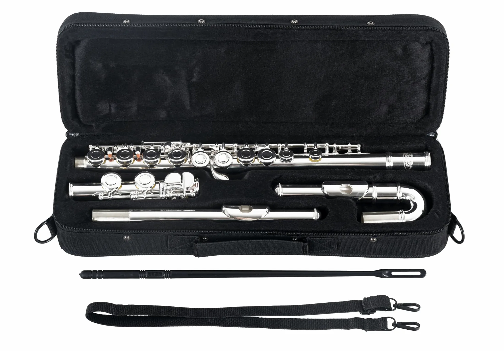 Classic Cantabile FL-200U Flauto Traverso Nichelato, Chiavi chiuse | Ottimo strumento per principianti, Particolarmente adatto ai bambini, Una testata dritta e una curva, Meccanica E fluida