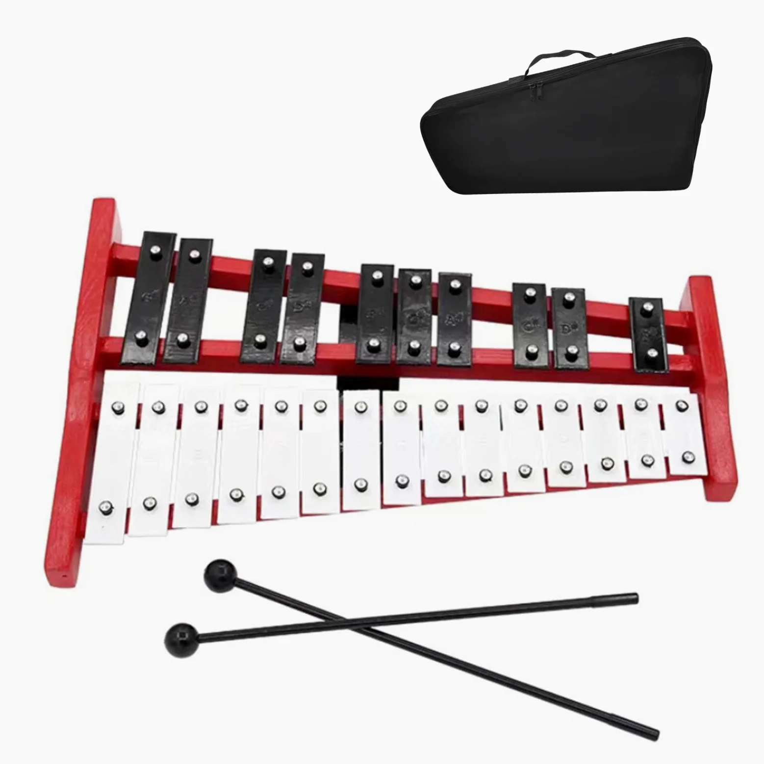 25 Note Di Carillon Xilofono, con Tasti In Metallo E Base In Legno, Percussioni A Mano, con 2 Bacchette, Portatile, Strumento A Percussione, Strumento Musicale Per Ragazzi E Adulti
