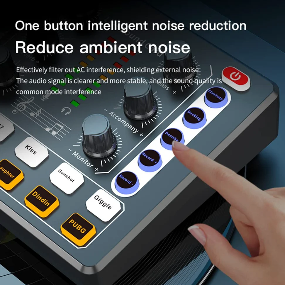 Scheda Mixer Audio Bluetooth Mini, Scheda Audio dal Vivo con Vari Effetti sonori, Scheda Audio Cambia Voce in Streaming Live per la Registrazione di Musica, Trasmissione di canti, Nero