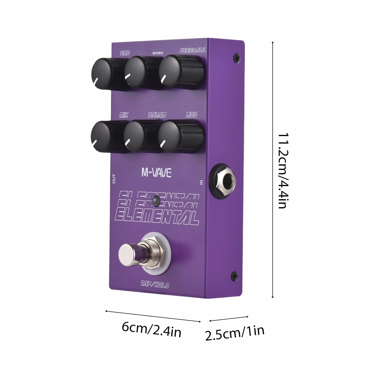 ELEMENTAL - Pedale Effetto Delay per Chitarra, 9 Effetti, Controlli Time/Tipo/Feedback/MIX/PARAM/MOD, Pulsante DC 9V, Interfaccia Ingresso/Uscita 6,35 mm per E-G