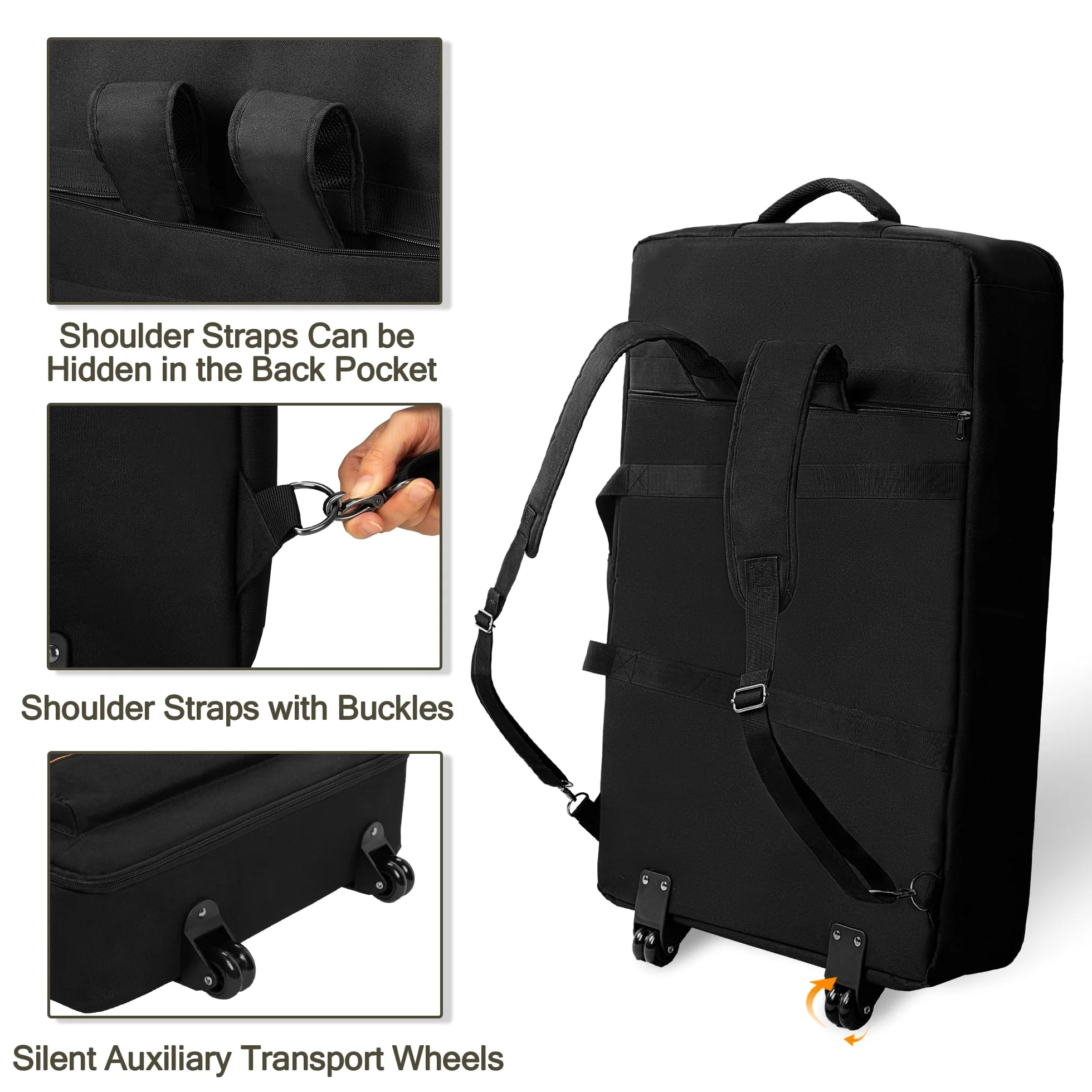 Rexmica Borsa da Trasporto per Controller DJ con Ruote, Compatibile con Pioneer XDJ RX2/ XDJ RX3/ XDJ-RX/DDJ-FLX10/ DDJ REV7/ DDJ 1000SRT, Zaino con Ruote Imbottito con 2 Tasche per DJ Mixer Accessori