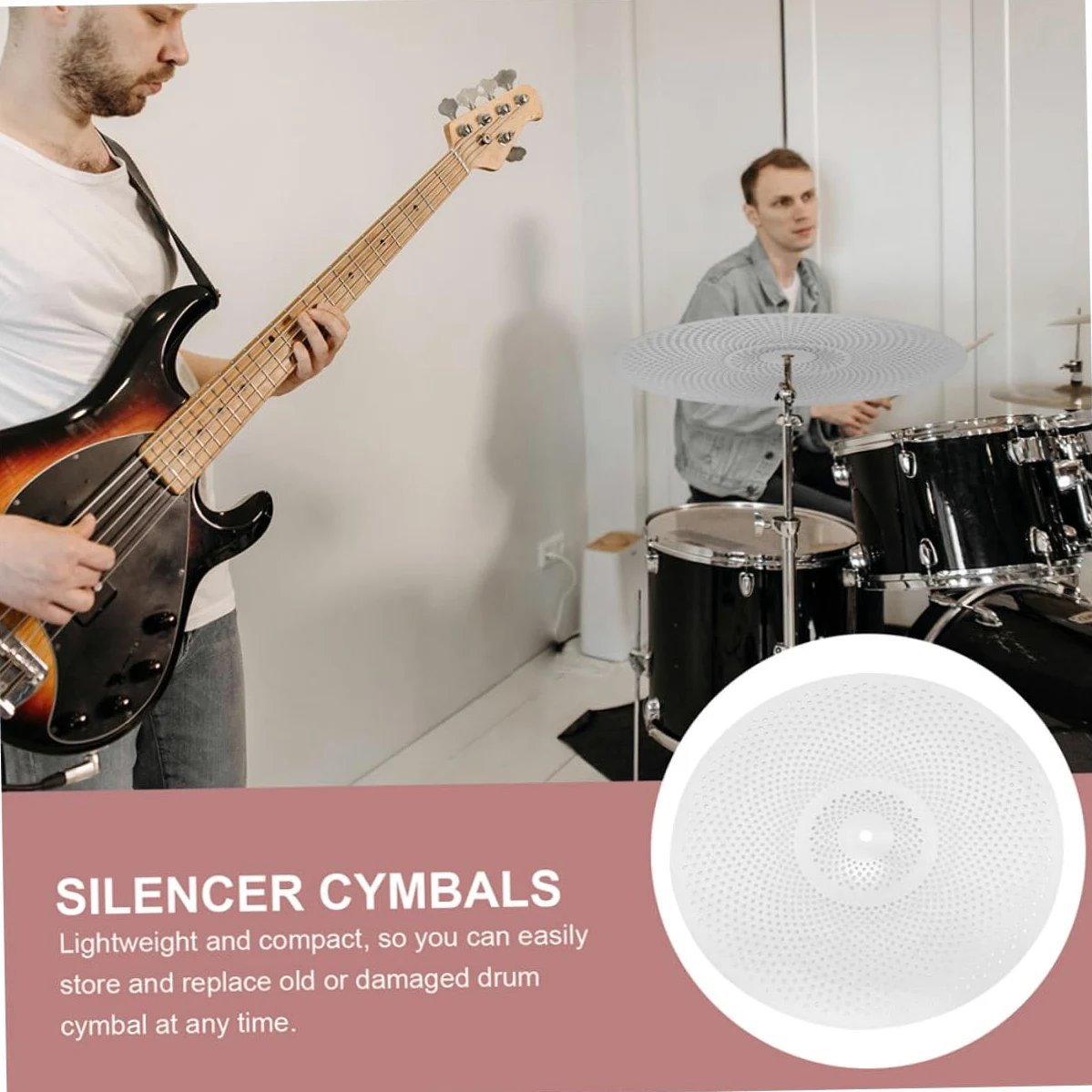 Set di 2 Piatti per Batteria Silenziosi in Lega Argento da 14 e 16 Pollici Riduzione del Rumore e Peso Leggero per Strumenti Musicali Acustici
