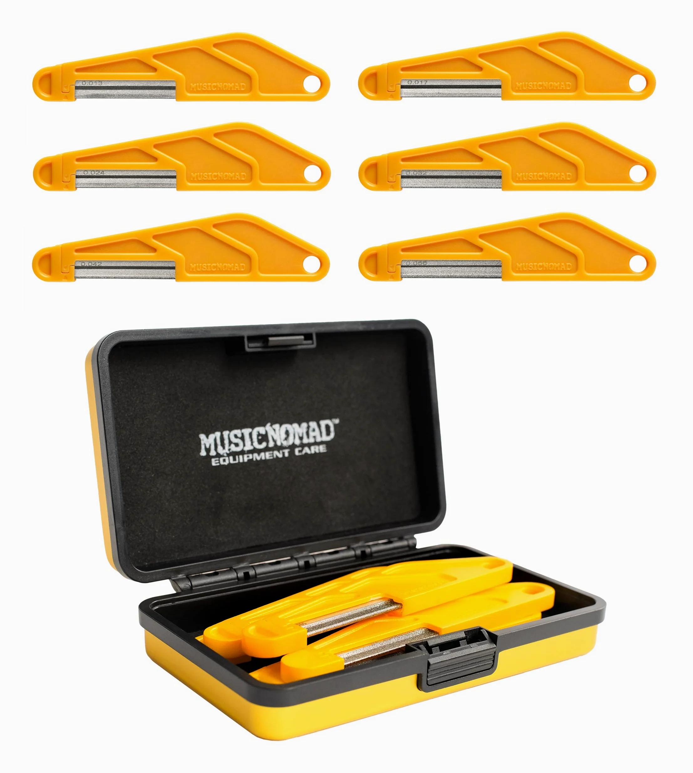 MusicNomad Set di 6 lime per dadi per chitarra acustica, rivestite in diamante, corde medie/leggere (MN670)