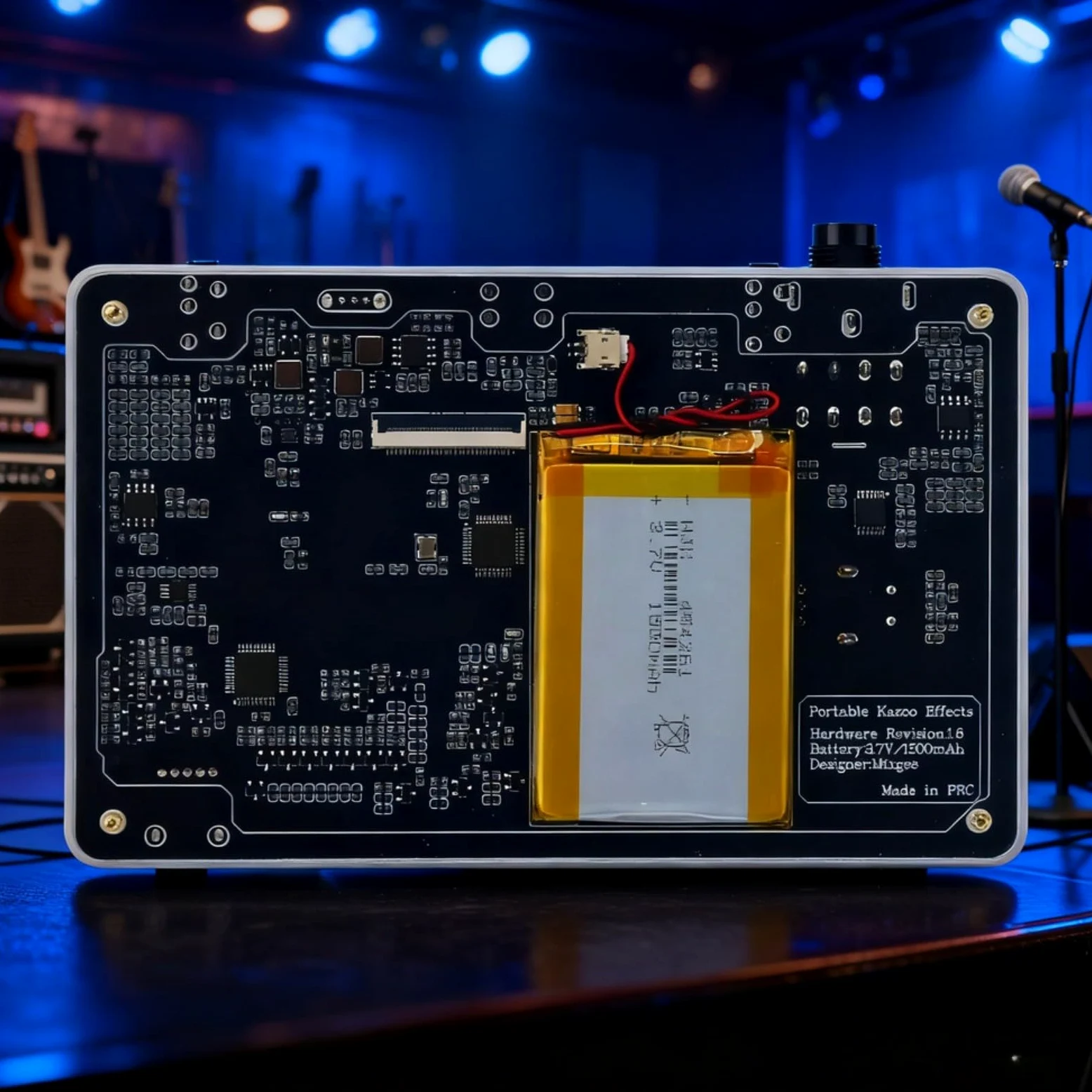 Sintetizzatore digitale Kazoo ed unità effetti con corpo in lega, audio a 24 bit, frequenza di campionamento 48 kHz, oltre 60 patch integrate, USB, chitarra e voce, nero