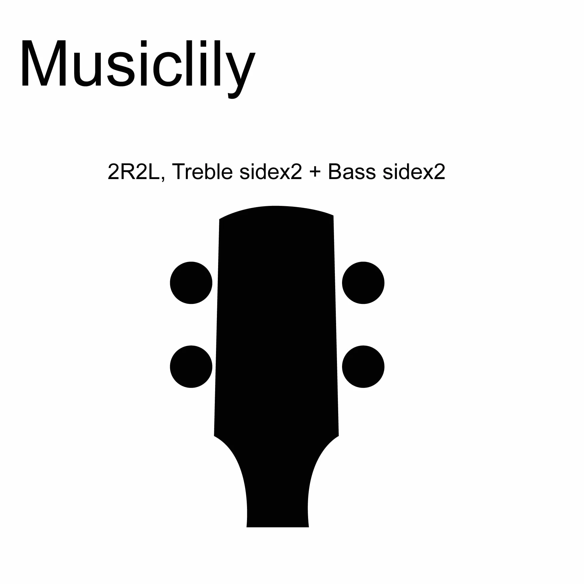 Wilkinson WJB750 L2+R2 Meccaniche Basso Ratio 1:20 Bass Tuners Tuning Pegs per Basso Elettrico 4 Corde Ibanez Style, Dorato