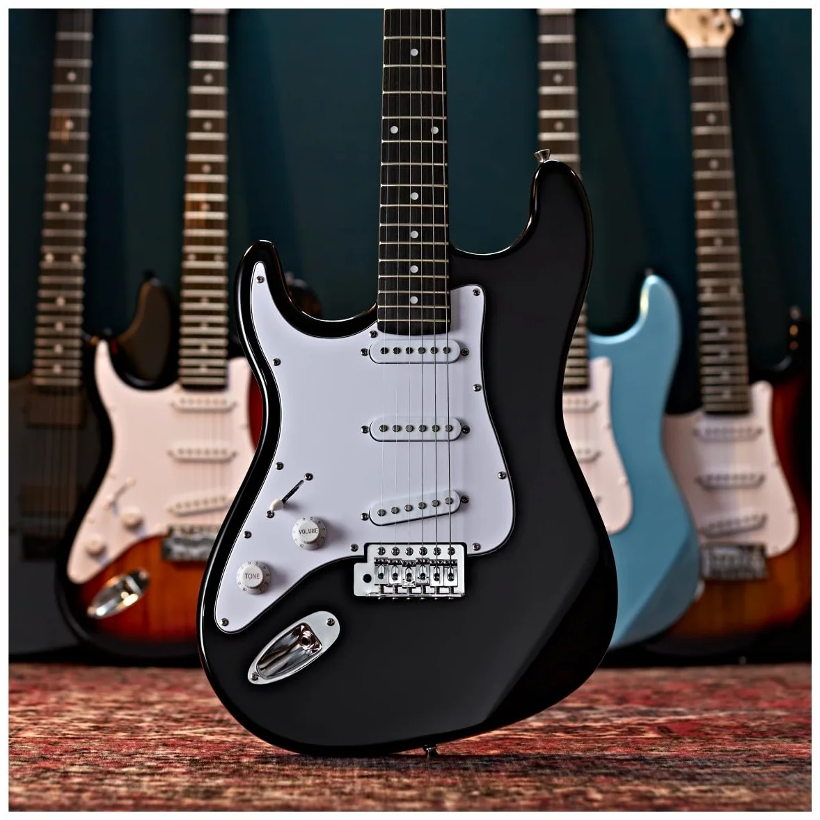 LA Chitarra Elettrica Mancini Nera, Ampli 15W e Accessori | Per mancini principianti, chitarra LA leggera e comoda, ampli EQ 3 bande con overdrive e uscita cuffie