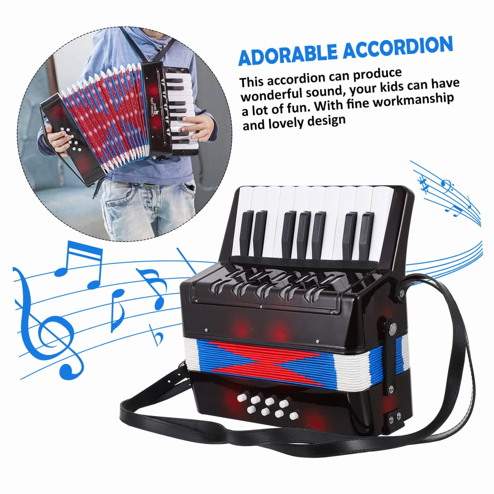 NOLITOY Strumento Musicale Organetto per Educativo Portatile Accordéon Leggero con Suono Chiaro per Sviluppo Cognitivo e Coordinazione Occhio Mano