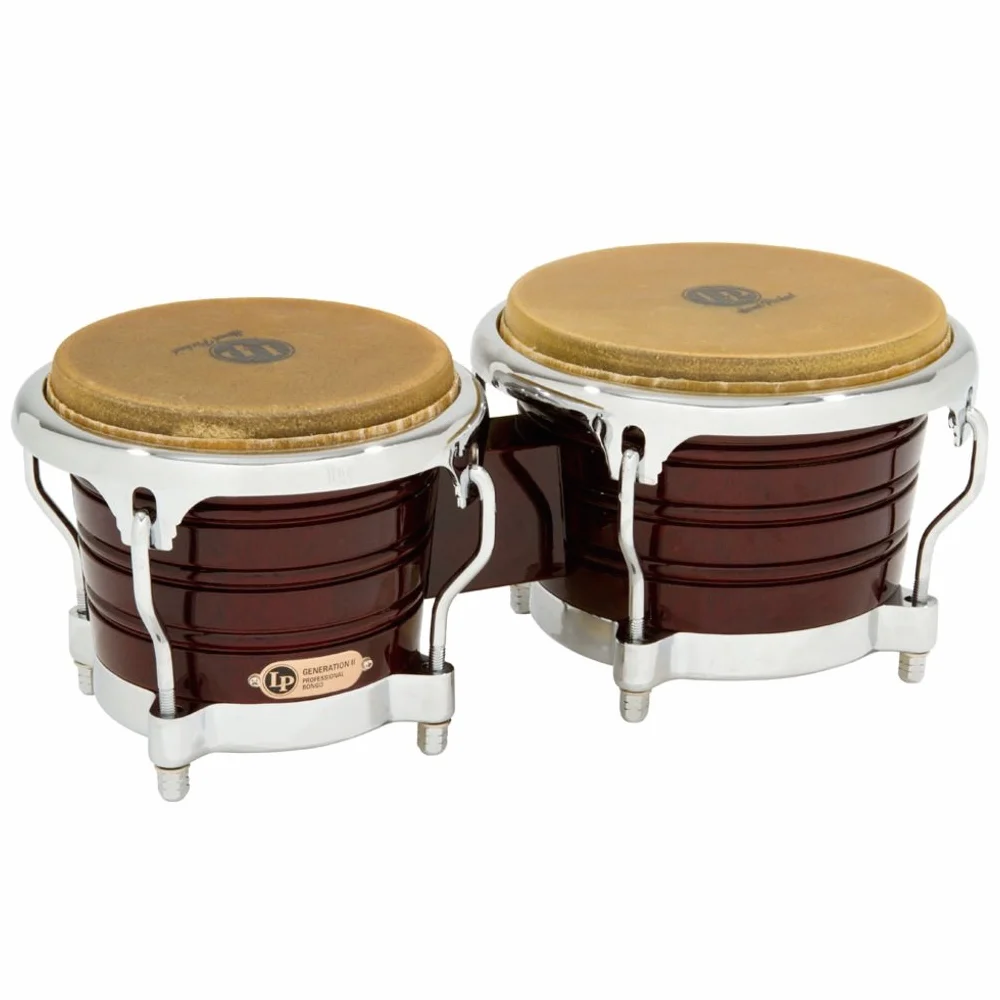LP Latin Percussion LP813606 Bongo Generazione II, Legno Scuro, Hardware Cromato LP201AX-2DW