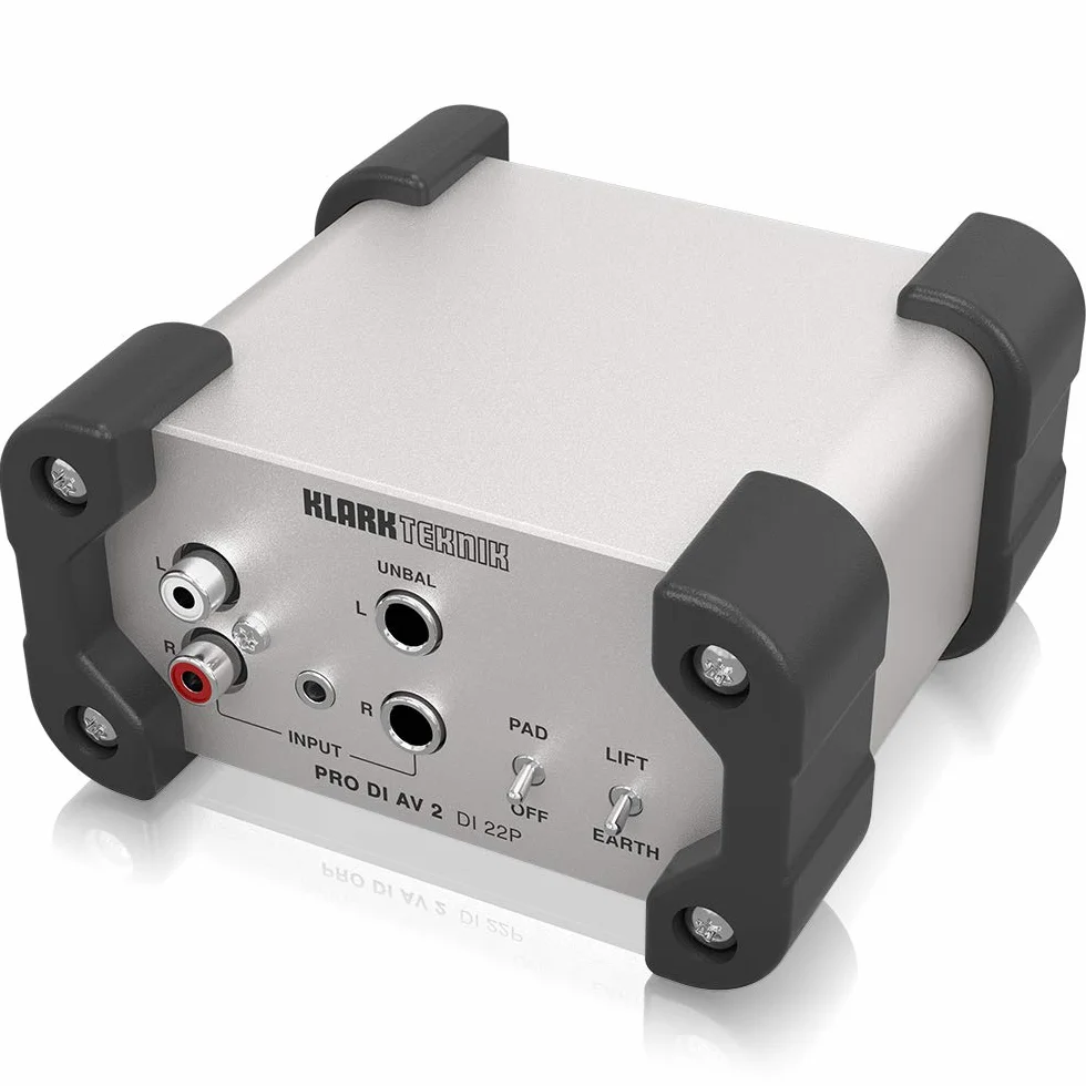 Klark Teknik PRO DI AV 2 DI 22P Stereo DI Box passivo con trasformatori Midas e gamma dinamica estesa