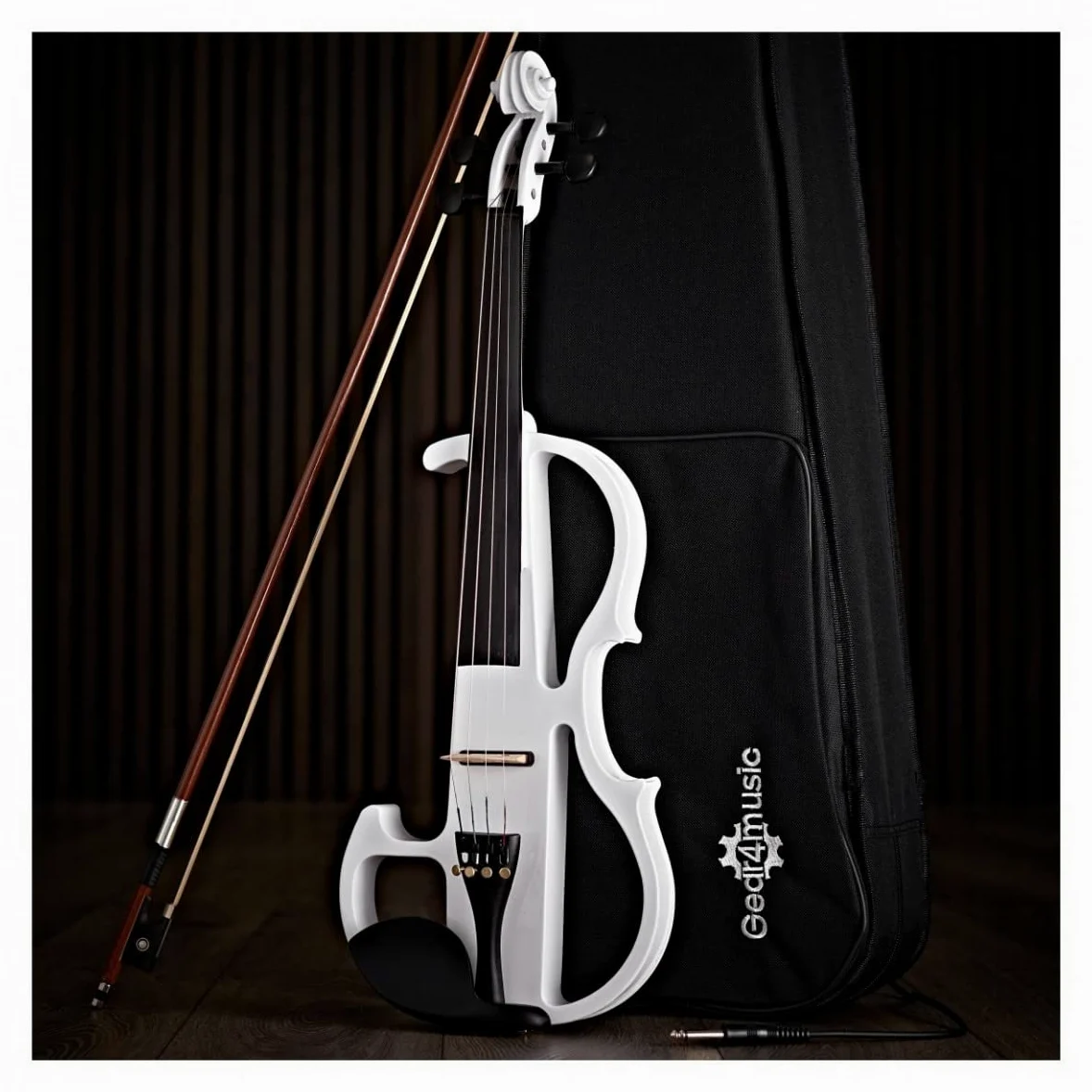 Violino Elettrico 4/4 con Amplificatore e Accessori, Bianco | Pickup attivo per connessione ampli/FX, pickup sotto ponte con controllo tono, leggio e spallaccio inclusi