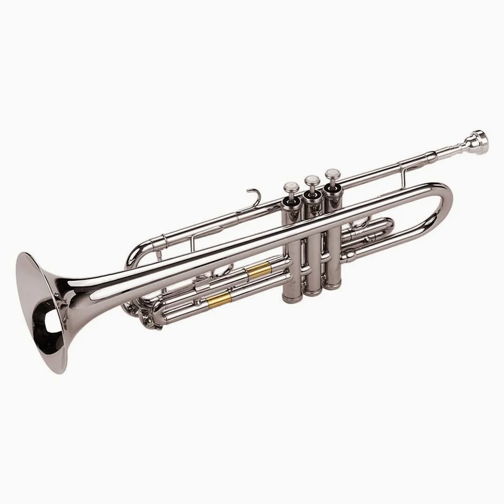 Tromba in Sib Standard Sib Tromba Materiale Ottone Nichel Placcato Strumento a Fiato con Bocchino Borsa per il Trasporto Guanti Panno di Pulizia