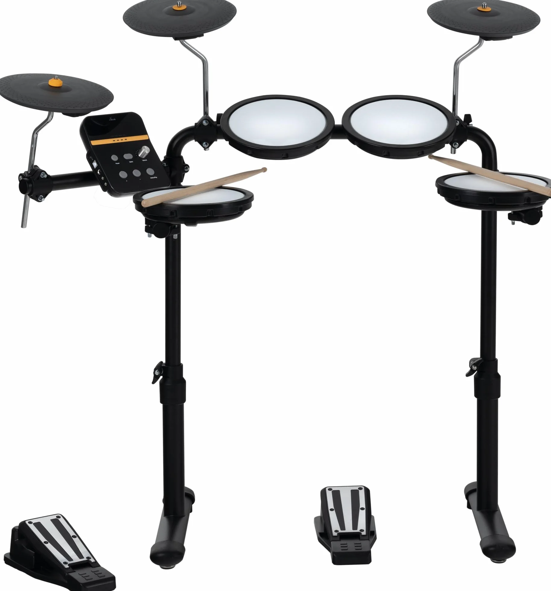XDrum DD-250 E-Drum Set con Mesh Heads - Batteria elettronica con 4 pad mesh head, 3 pad piatti, controller a pedale Kick & Snare, rack e bacchette - 12 preset kit con 68 suoni e 10 brani playalong