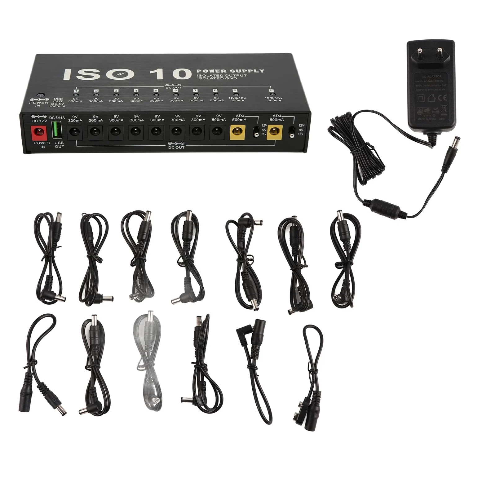 Alimentatore per Pedale per Chitarra, Alimentatore per Effetti a 10 Uscite Uscita USB Alimentatore per Pedaliera Isolato Alimentatori Multieffetto Accessori per Tastiera (Spina