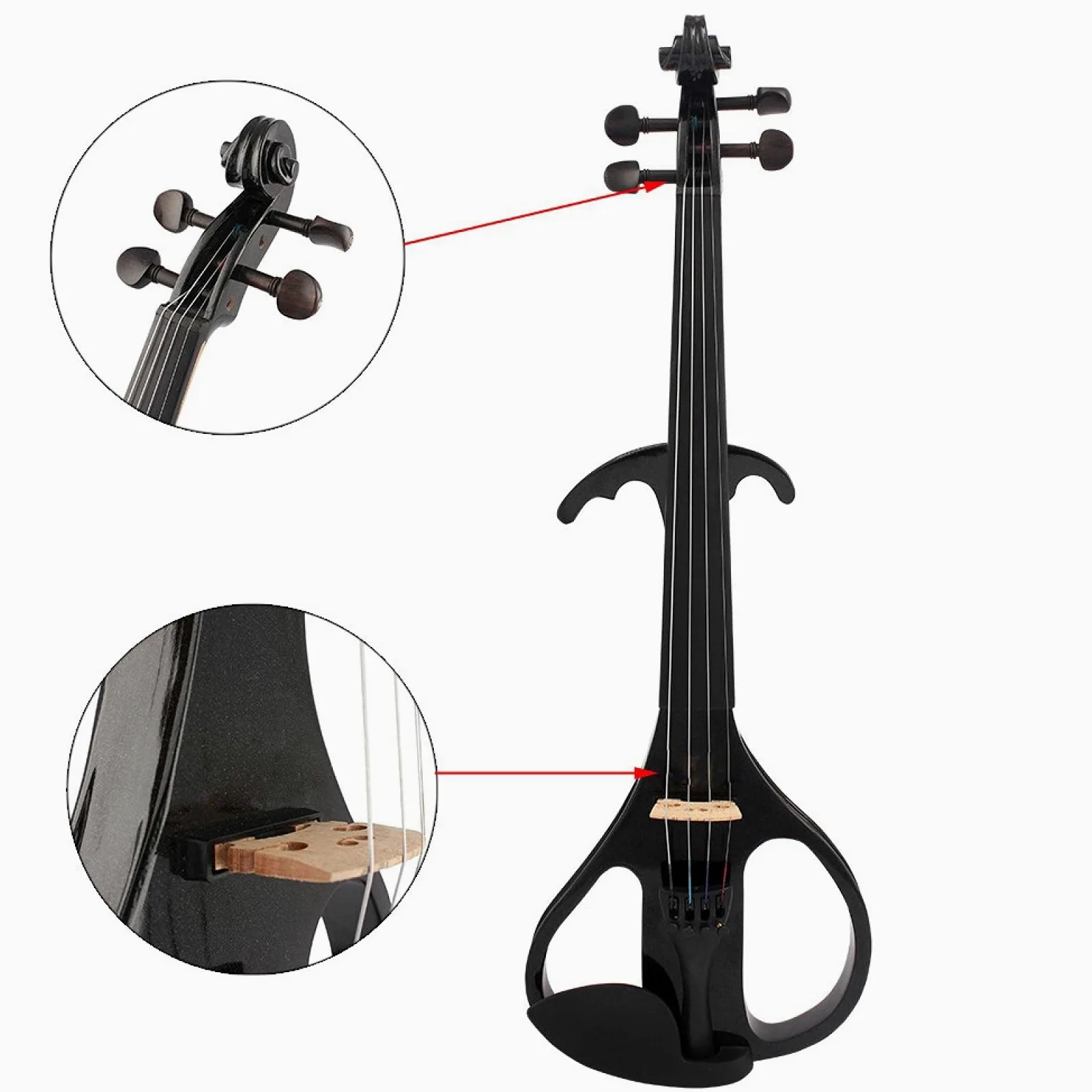 Violino elettronico E Violino elettrico 4/4 Tastiera in legno d'acero Tastiera in ebano Strumenti musicali con arco in legno di Brasile con custodia