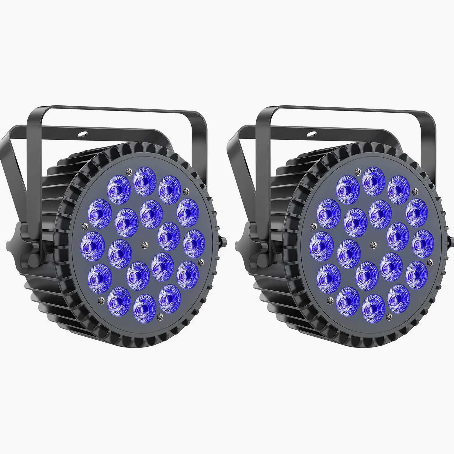 2PCS 18x 10W Par LED, RGBWA UV 18 Luci da Palco D MX 7/10CH, Illuminazione Discoteca Alloggiamento in alluminio con supporto per DJ Festa Spettacolo Bar Halloween Natale