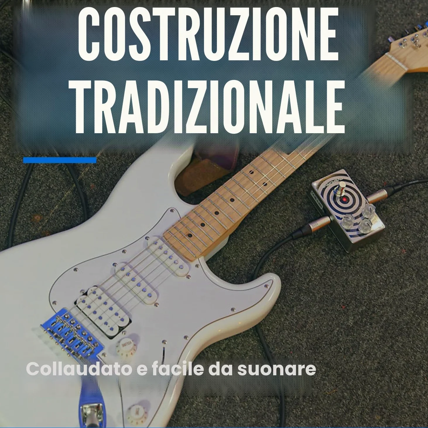 Woodbrass ST100 Chitarra elettrica, bianca - Chitarra versatile ideale per principianti - Corpo in forma ST - Tastiera in tiglio americano - Stile rock, pop, funk, country, hard, metal