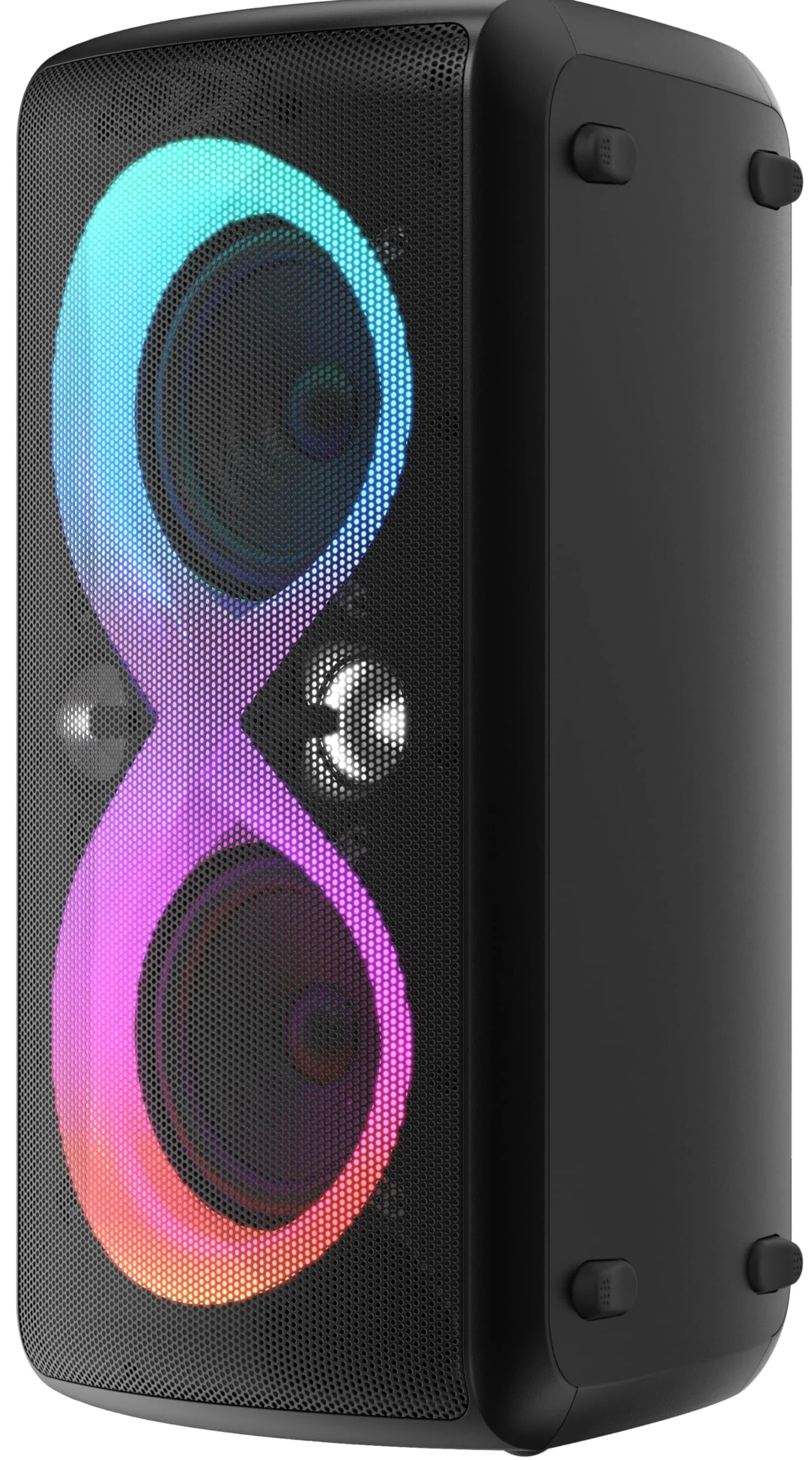 Majestic FIRE 90 – Speaker Wireless audio 5.3, Luci LED 7 effetti, ingressi USB/Micro SD/AUX/Mic/Chitarra, Uscita Monitor, Funzione Karaoke, Batteria ricaricabile, Impugnatura per il trasporto