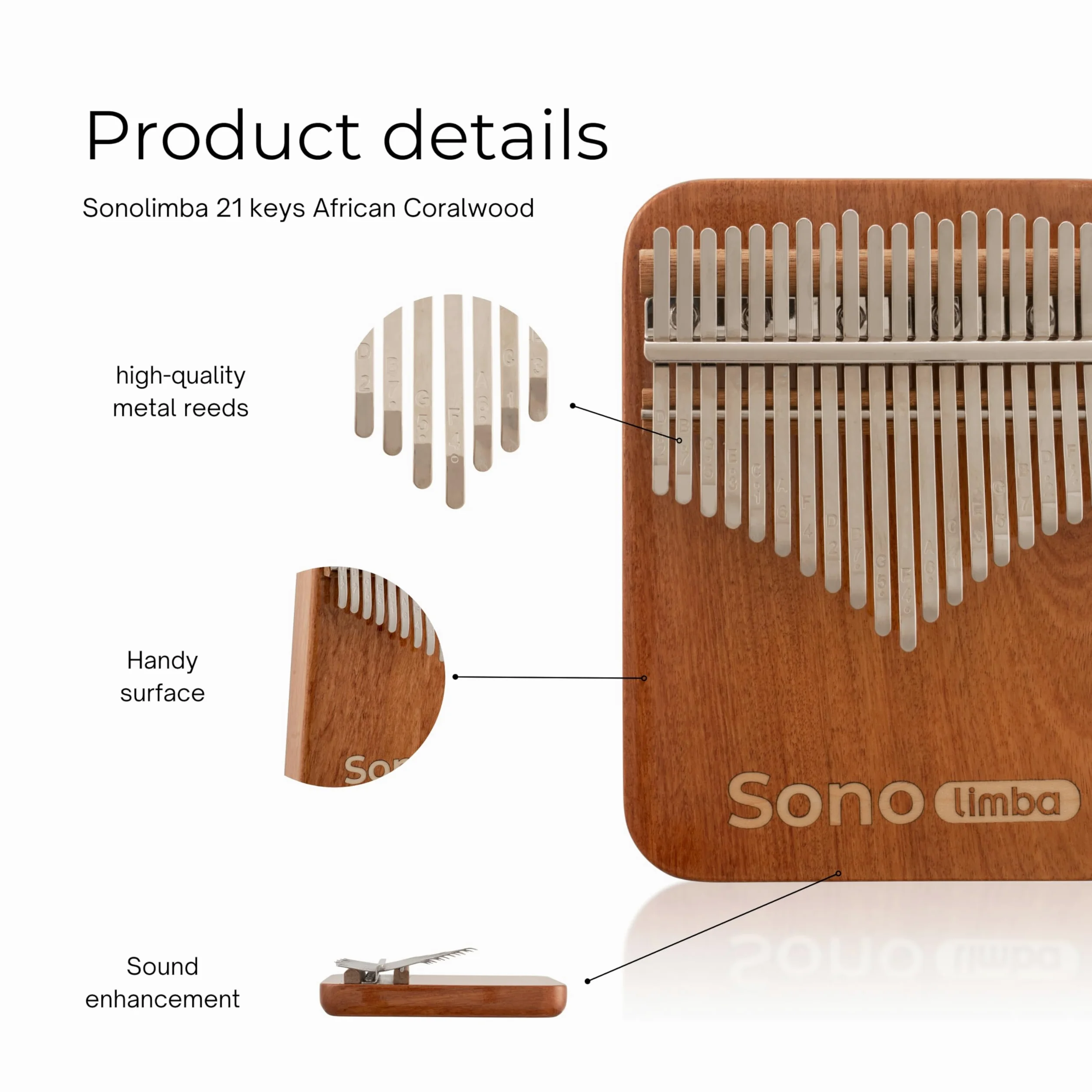 Kalimba – incluso libro di canzoni gratuito + custodia protettiva – pianoforte per pollice/pianoforte a dito/Marimba – C-Dur – facile da suonare – adatto per tutte le età (21 tasti)