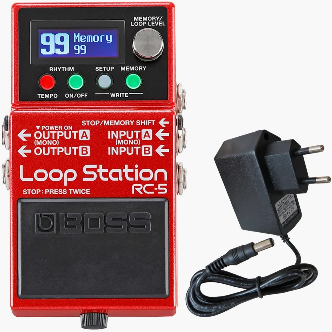 Boss RC-5 Loop Station - Dispositivo per effetti a pedale + alimentatore Keepdrum 9 V