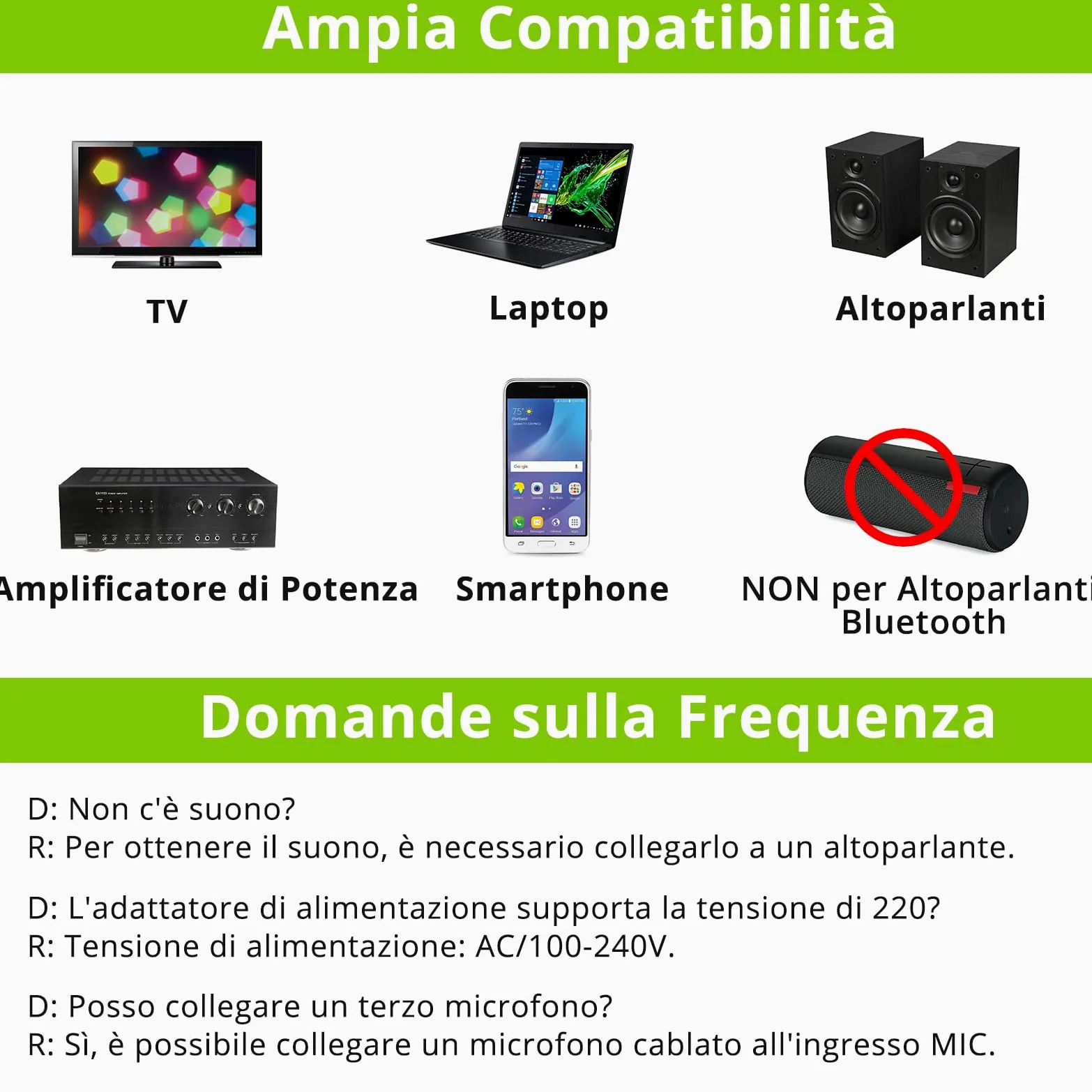 LiNKFOR Microfono Wireless UHF Ricaricabile Bluetooth 5.0 Doppio Microfono Portatile in Metallo, Ingresso/Uscita RCA, Uscita 6,35 mm Microfono Senza Fili per Macchina Karaoke, Mixer, Sound Bar