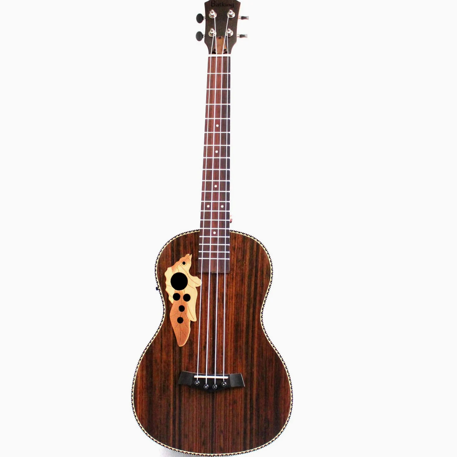Ukulele baritono elettrico e acustico, 76 cm, completamente in palissandro con truss rod, equalizzatore, con borsa da concerto, tracolla, corda di nylon, accordatore elettrico