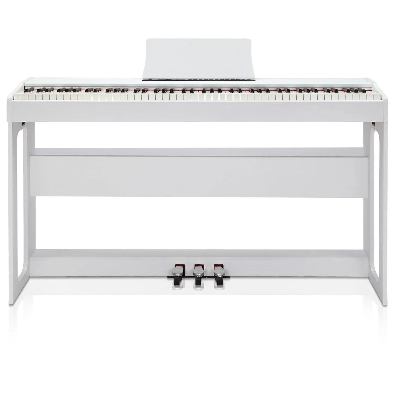LALAHO E-Piano 88 tasti pesati, pianoforte digitale per principianti, tastiera piano con unità 3 pedali, MIDI-USB, doppio Bluetooth, altoparlanti stereo, 128 toni e ritmi, bianco