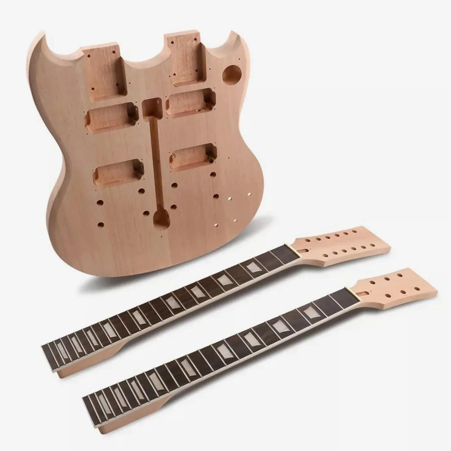 Kit Chitarra Elettrica Fai Da Te A Doppio Manico Corpo In Mogano 12 Corde Tastiera In Palissandro