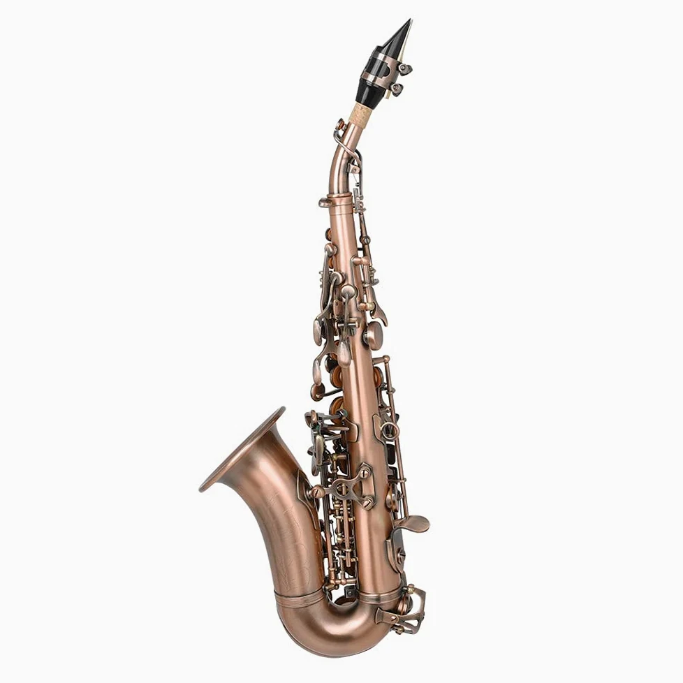 Naroote Sassofono Soprano Curvo, Strumento Tuba, B Piatto con Custodia e Sassofono Soprano, per Principianti di Musica, Artisti