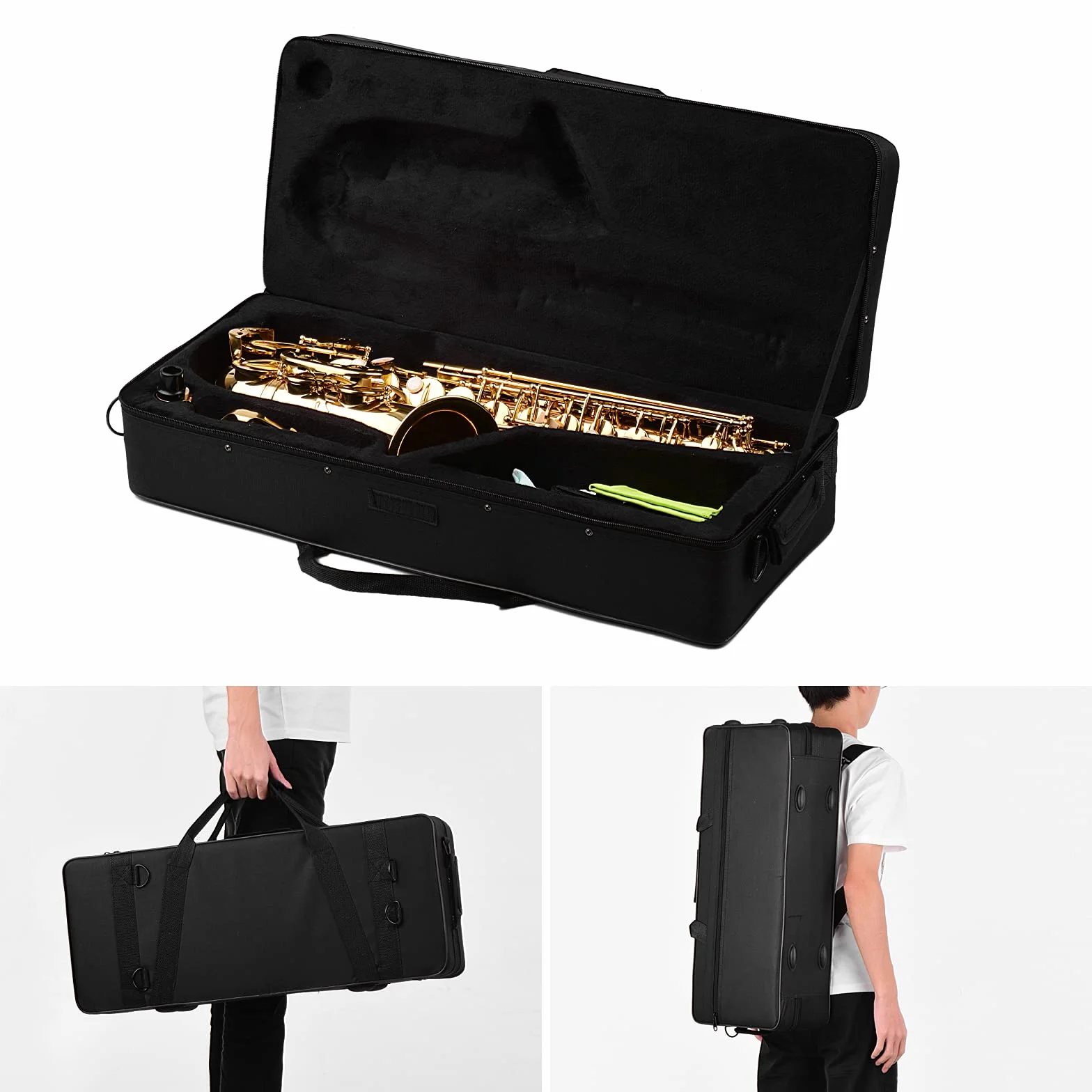 Sax Alto AS200 EB Sassofono Contralto Ottone Laccato Sax Alto Strumento a fiato con Custodia Guanti Cinghie Panno di Pulizia Spazzola