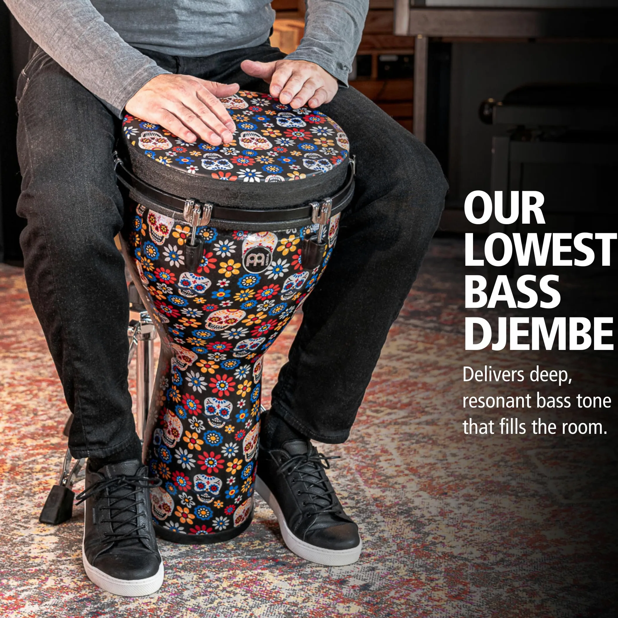 Meinl Percussion 12" Jumbo Djembe, Day Of The Dead, Designed Drum Head