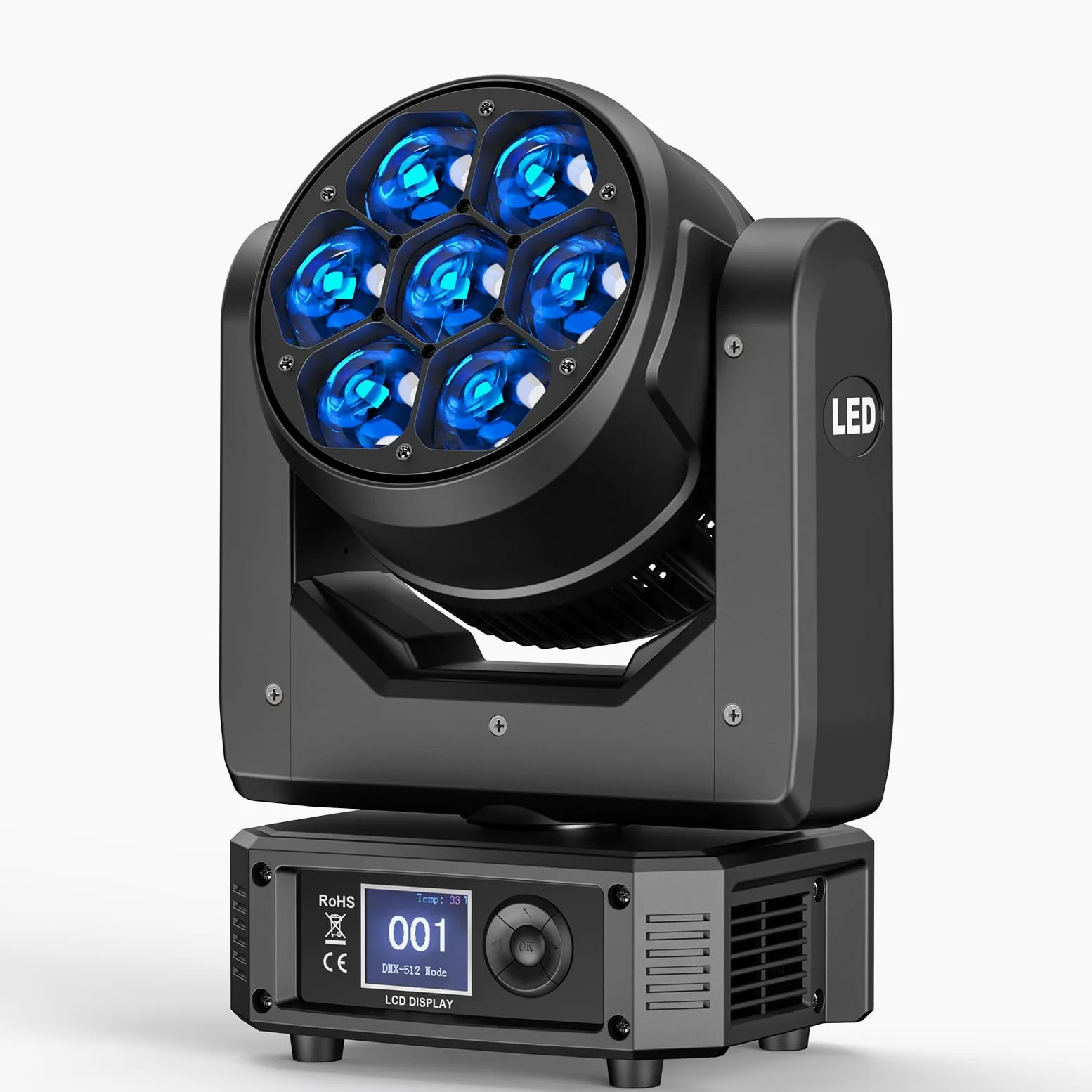 Teste Mobili 7X40W Luci RGBW Beam Funzione Zoom Effetto Luci Discoteca DMX 23CH/35CH/51CH per Natale Feste Concerti Club