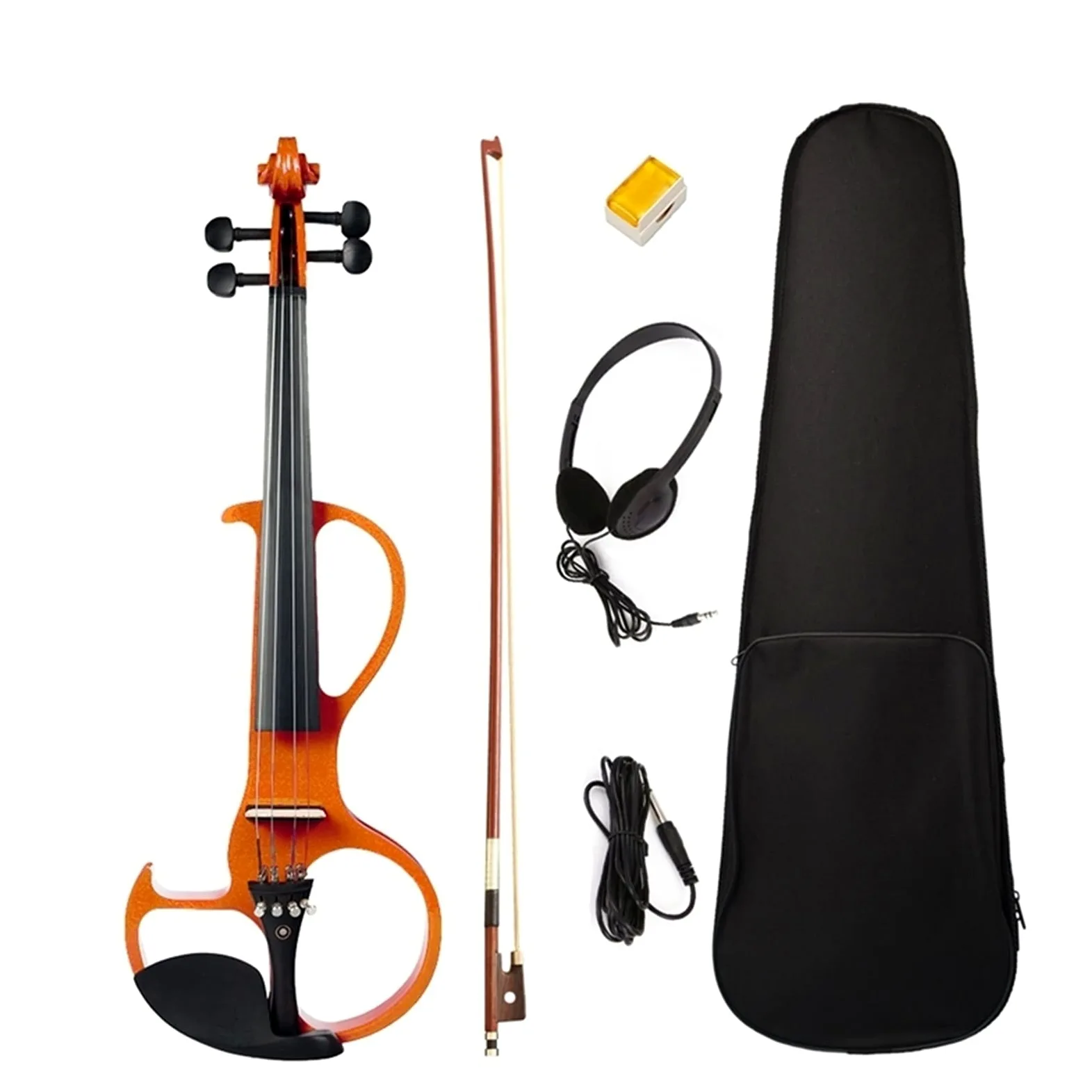 Violino elettrico Violino 4/4 a grandezza naturale, con cuffie per pianoforte, tuta di colofonia, violino silenzioso