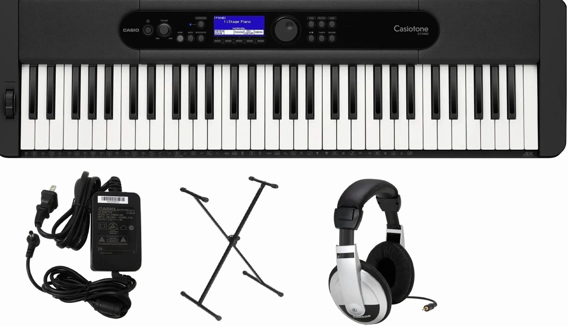 Casio CTS400 Premium Pack con supporto, adattatore CA e cuffie PPK