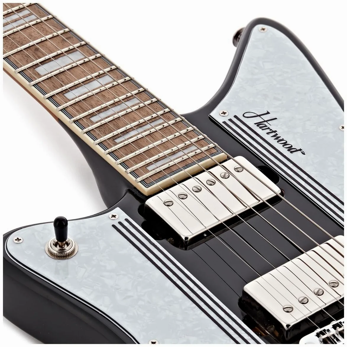 Hartwood Caricatore di chitarra elettrica per mancini, Jet Nero | Humbucker con Push-Pull per Varietà Tonale, Manico Acero Tostato con Finitura Satinata, Mancina, Jet Black