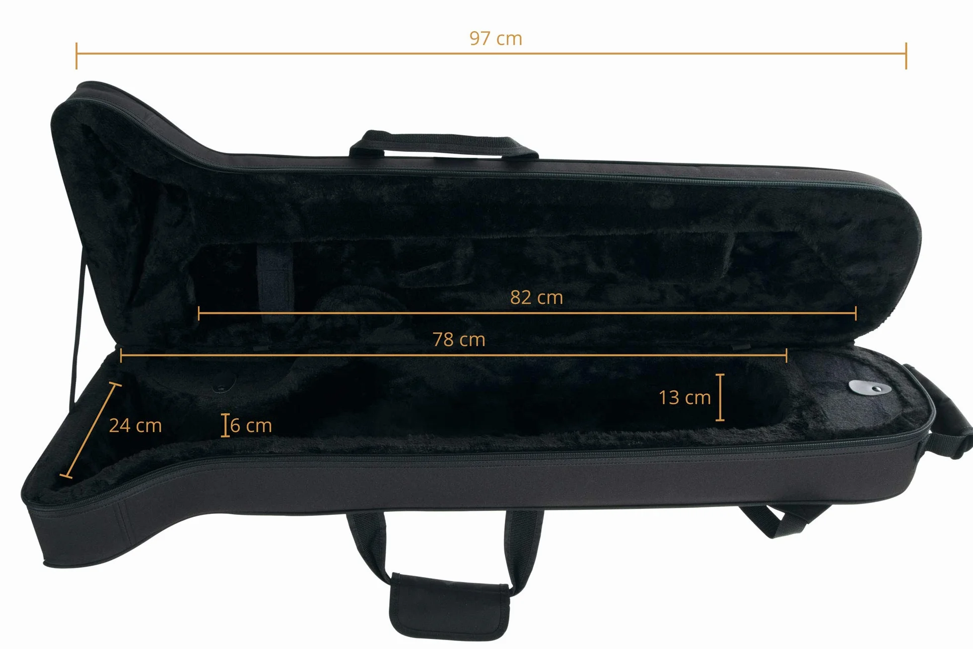 Classic Cantabile Borsa per trombone imbottita - Zaino - Pratica impermeabile e resistente anti strappo imbottito custodia morbida leggera per tutti comuni tromboni - Tasca esterna per accessori Nero