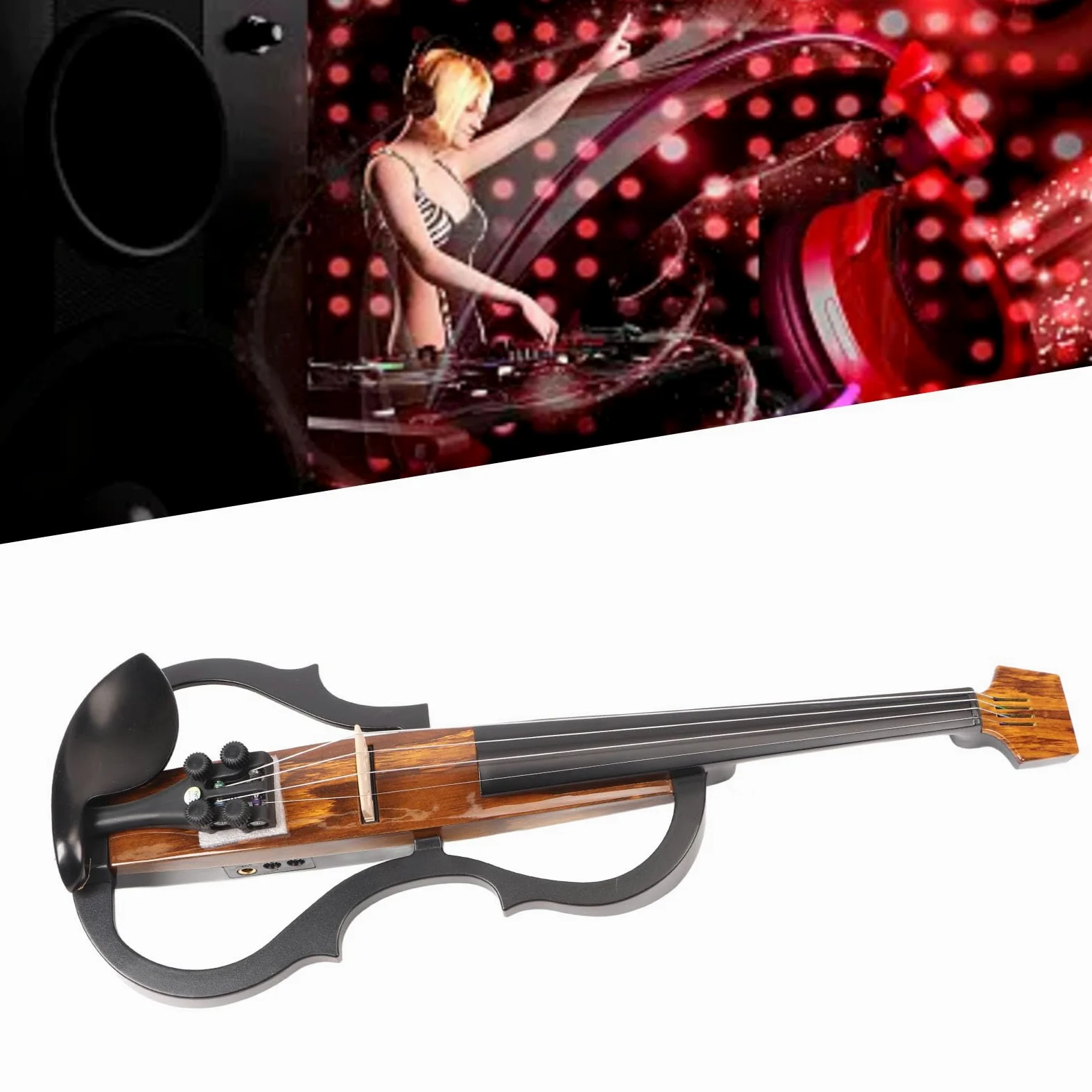 Violino elettrico silenzioso full size 4/4 con corpo in fibra di carbonio, timbro regolabile, pickup integrato e connettività del metodo audio per la pratica quotidiana