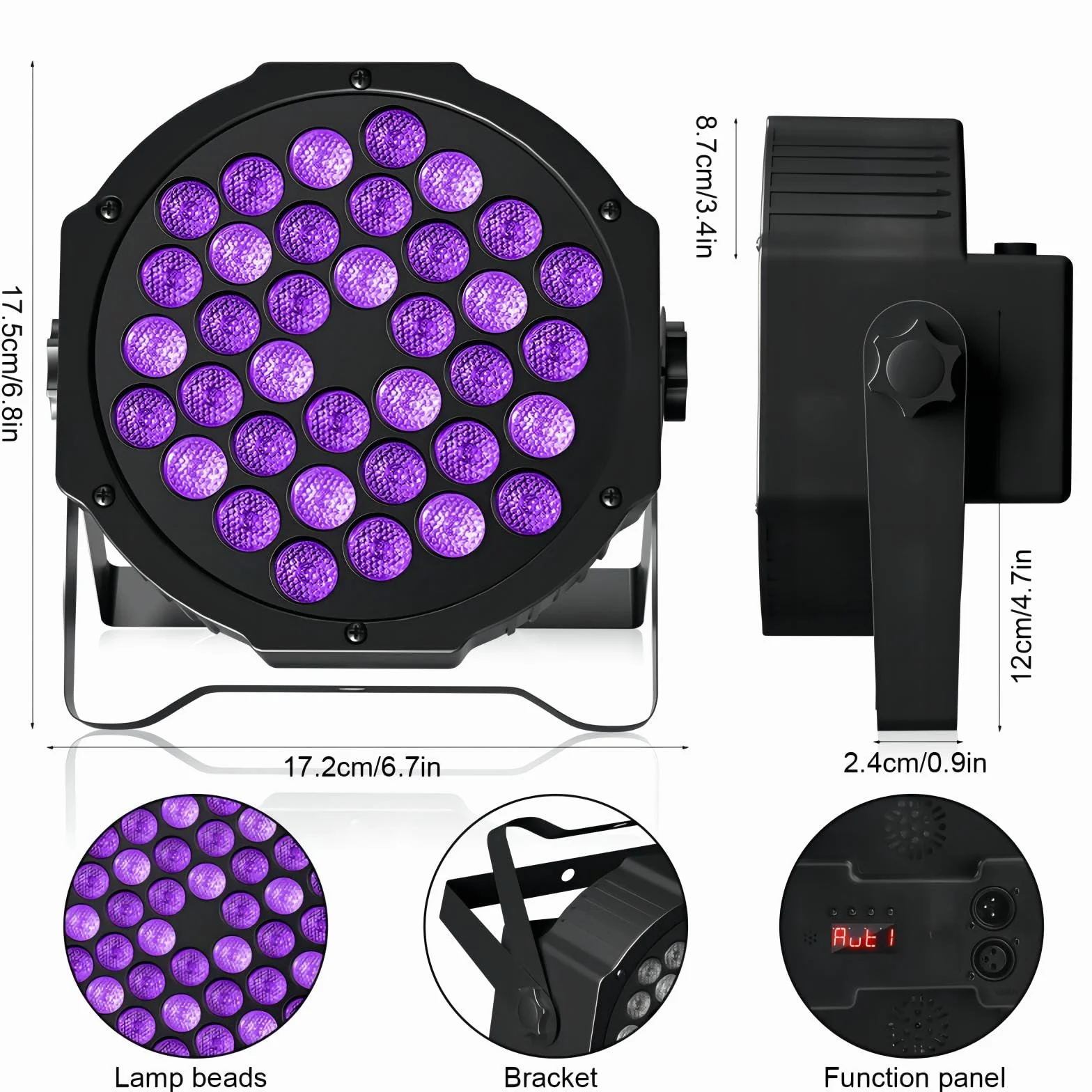 UKing Luce Effetto UV 36 X 2W LED Par Luci Nera UV DMX 512 con Telecomando 7 Modalità Ideale per DJ Bar Feste di Matrimonio